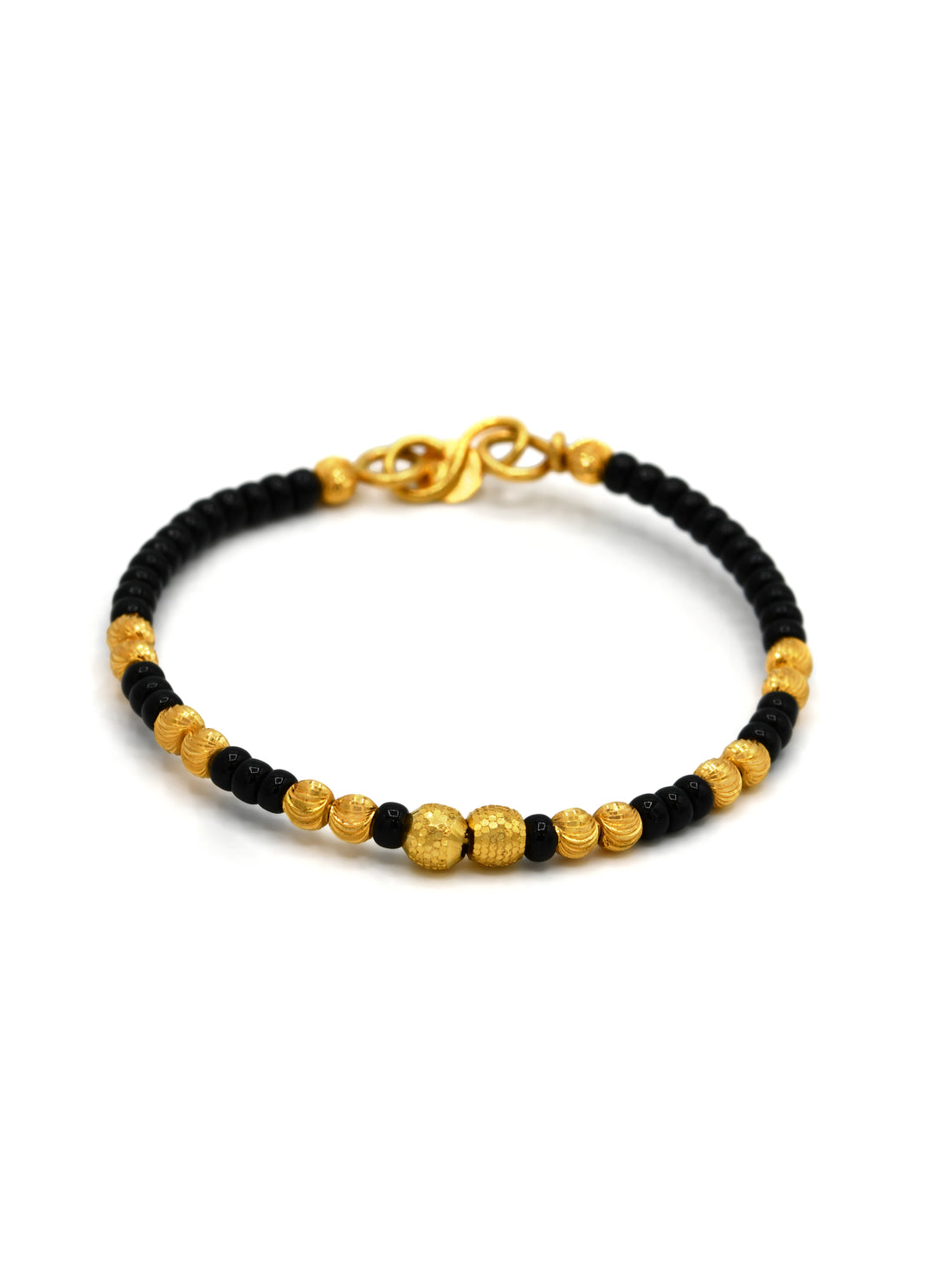 22ct Gold Pair Black Beads Baby Bangle