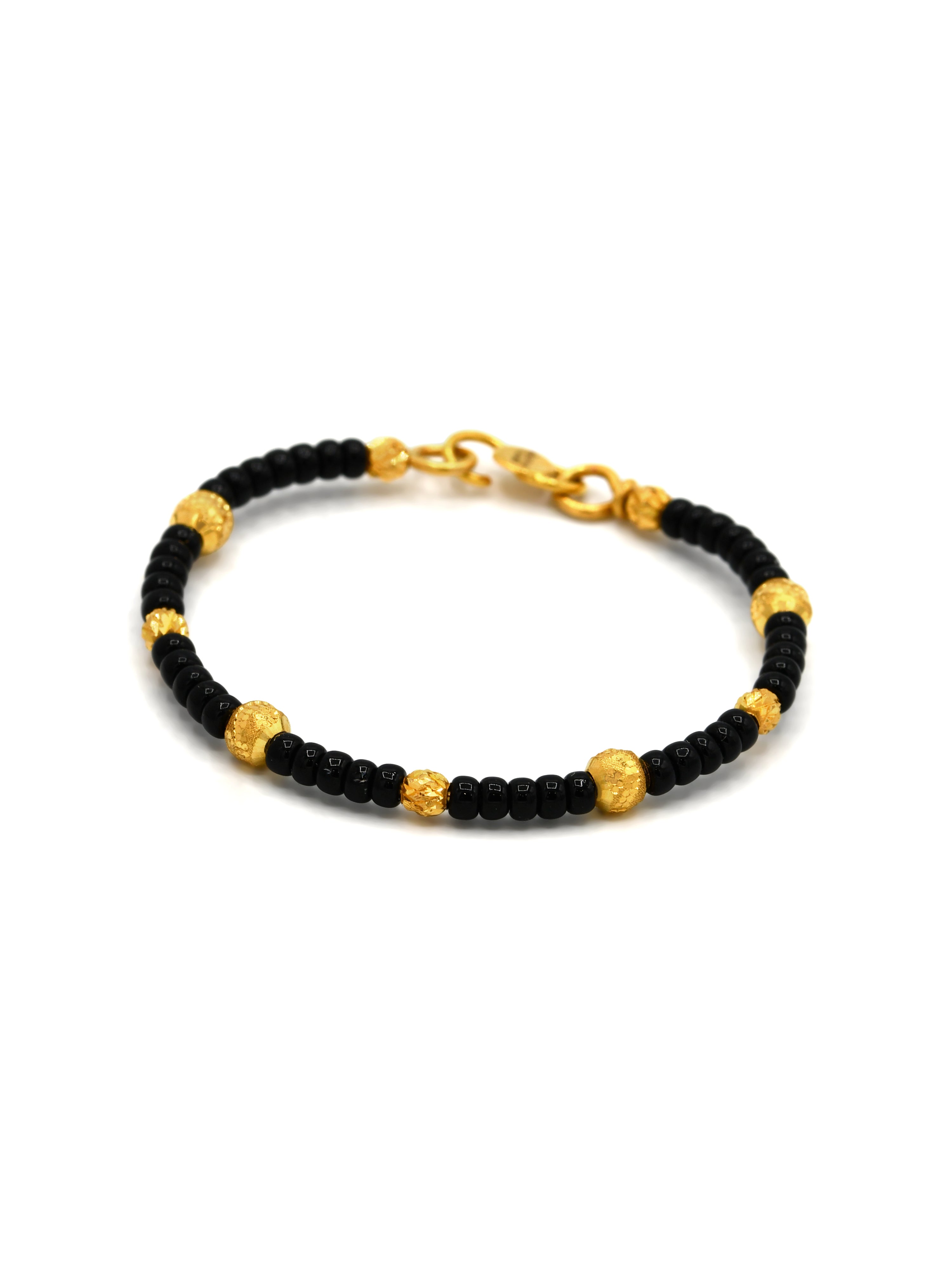 22ct Gold Pair Black Beads Baby Bangle - Roop Darshan