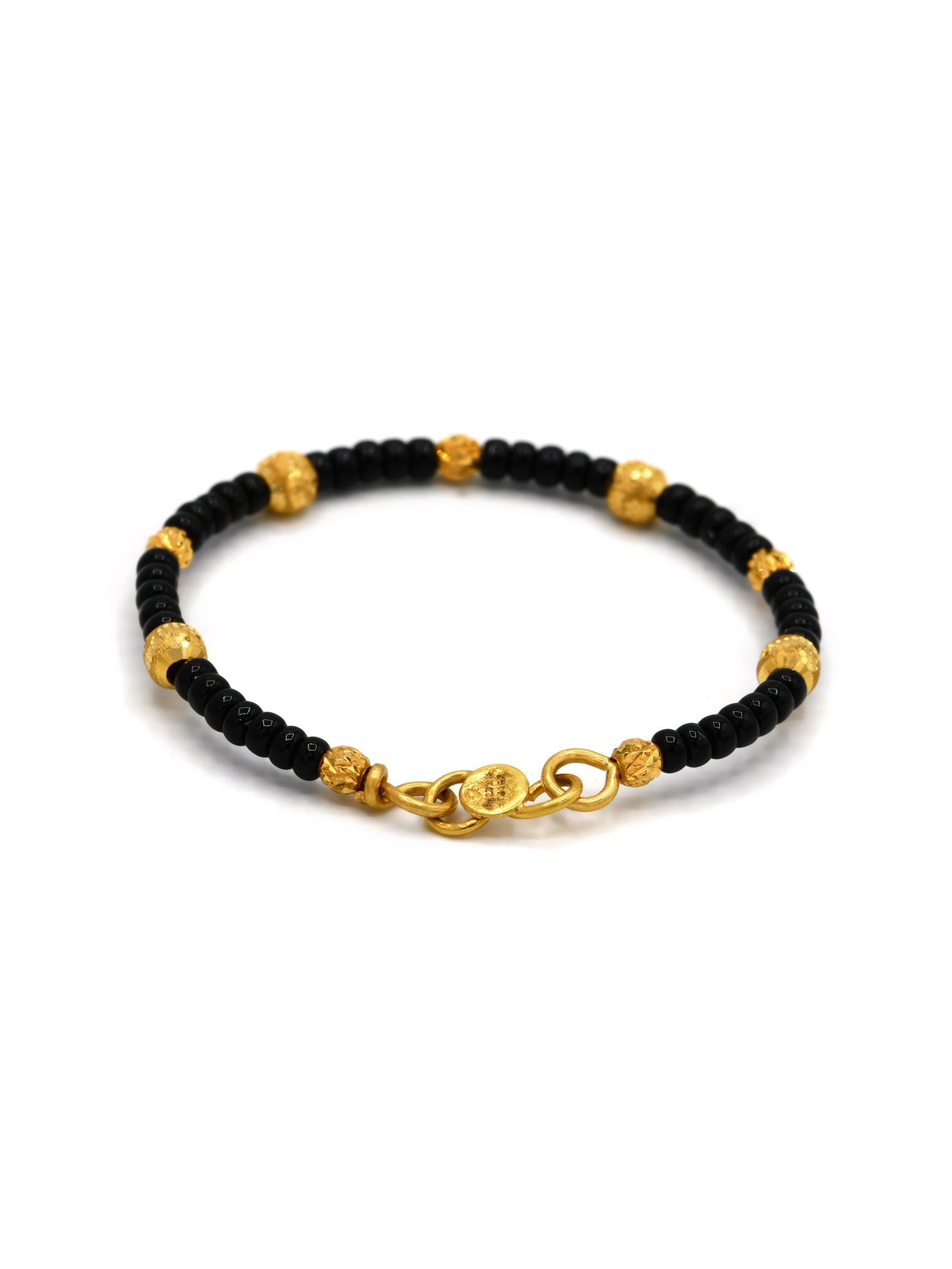 22ct Gold Pair Black Beads Baby Bangle