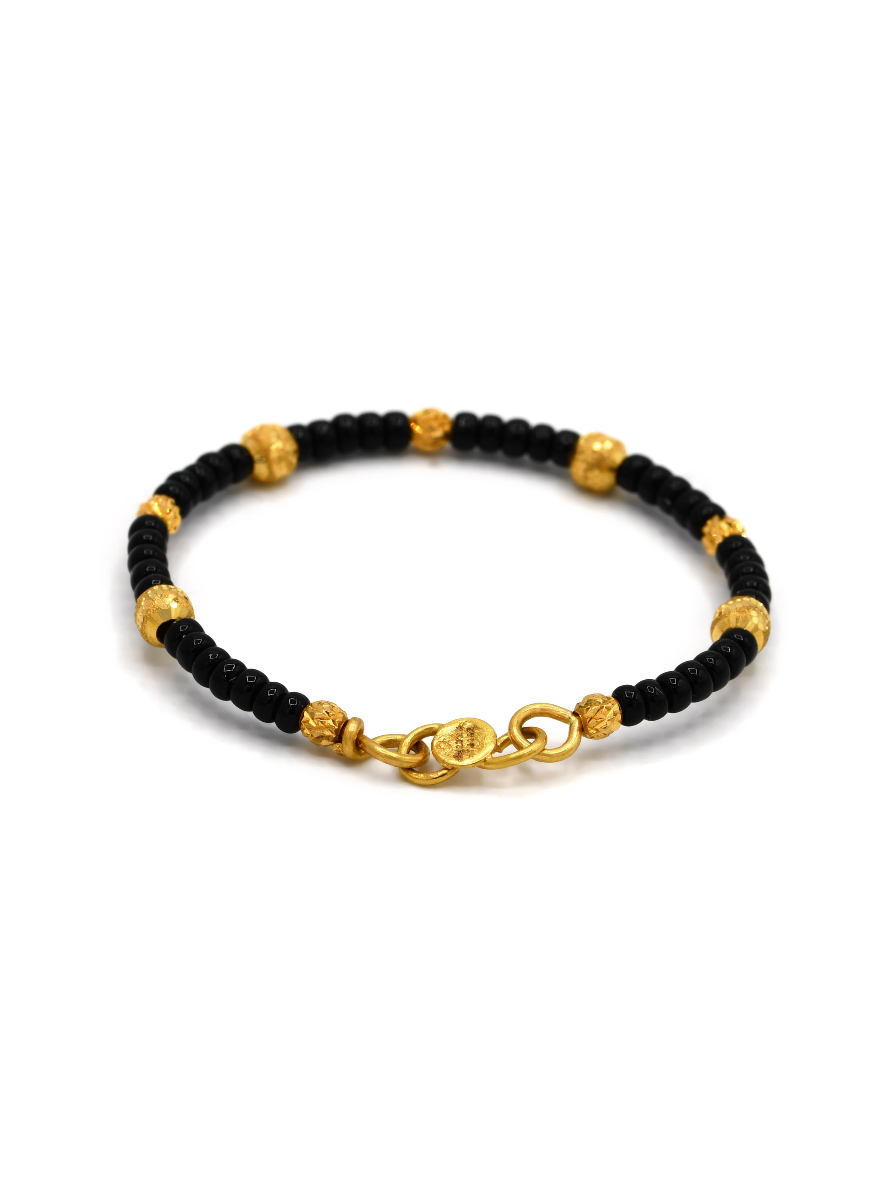 22ct Gold Pair Black Beads Baby Bangle - Roop Darshan