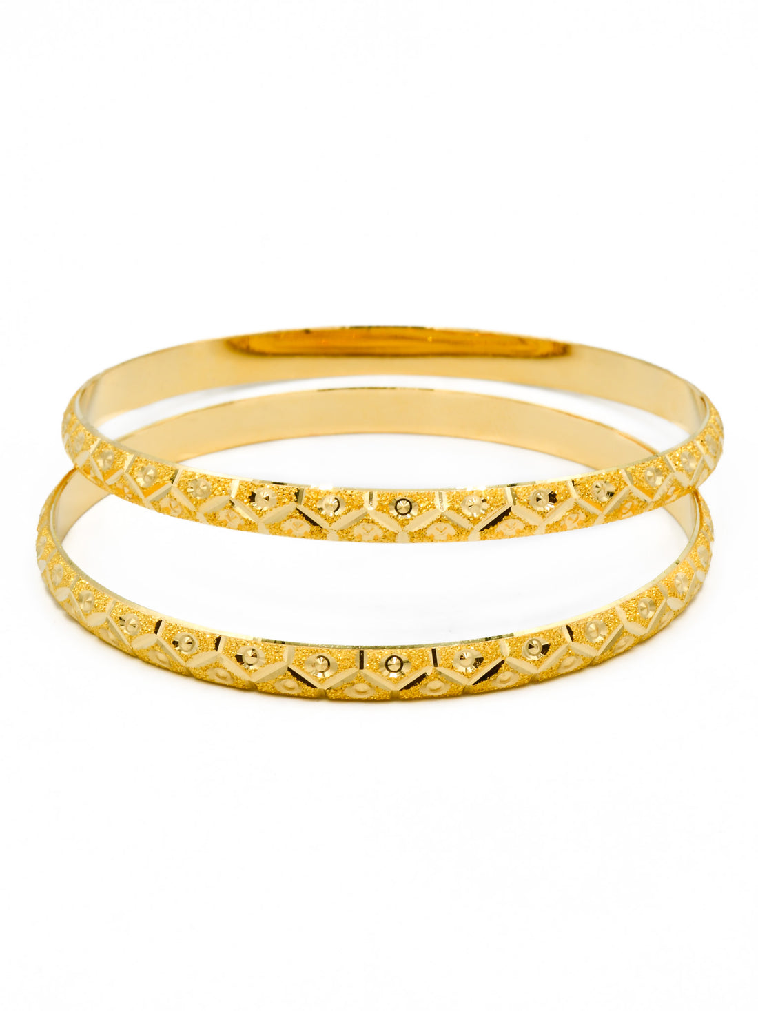 22ct Gold Sand Blast Design pair Bangle - Roop Darshan