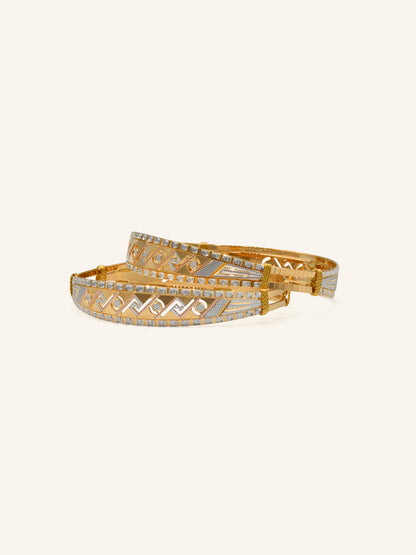 22ct Gold Two Tone Pair Bangle - Roop Darshan