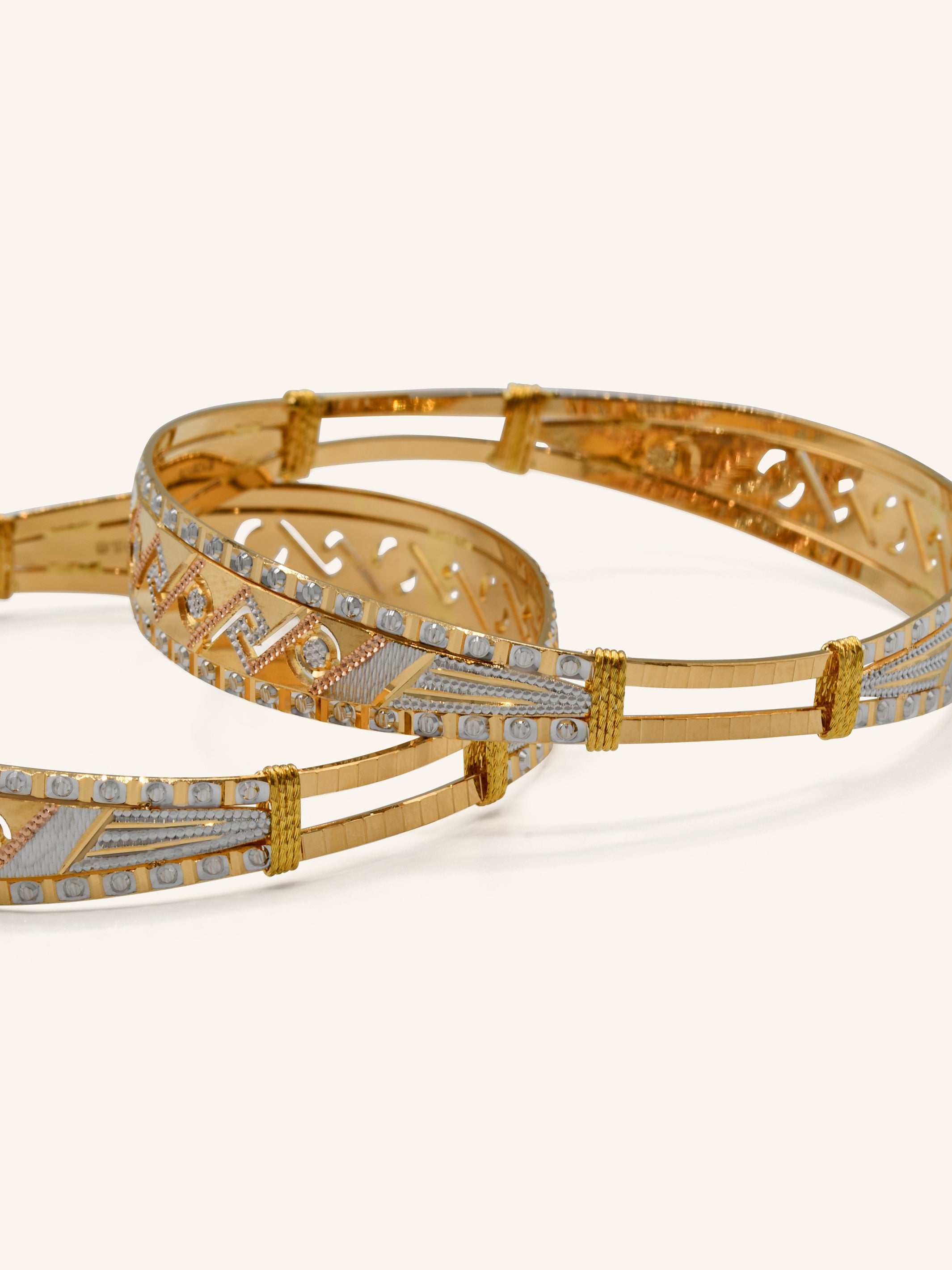 22ct Gold Two Tone Pair Bangle - Roop Darshan