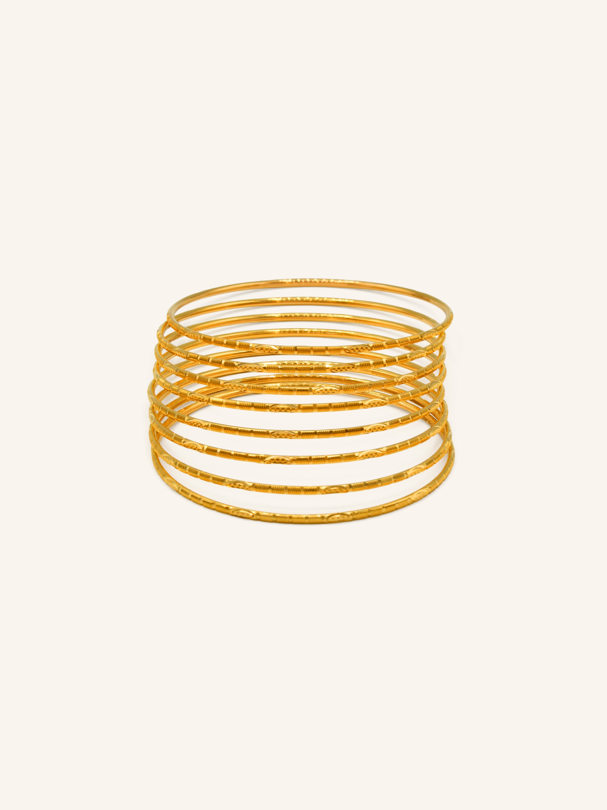 22ct Gold 8 Piece Two Tone Bangle - Roop Darshan