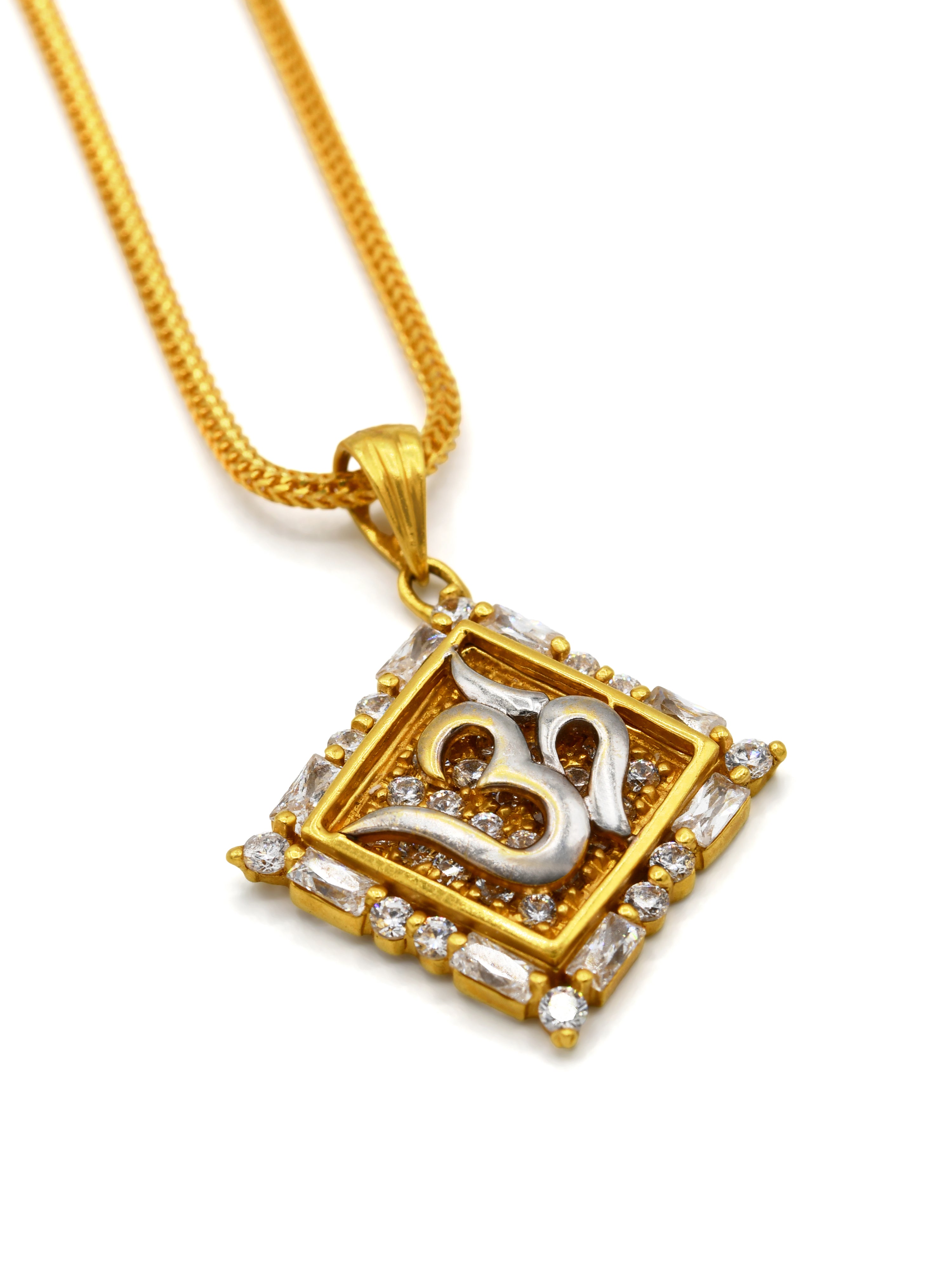 22ct Gold Cz Om Pendant - Roop Darshan