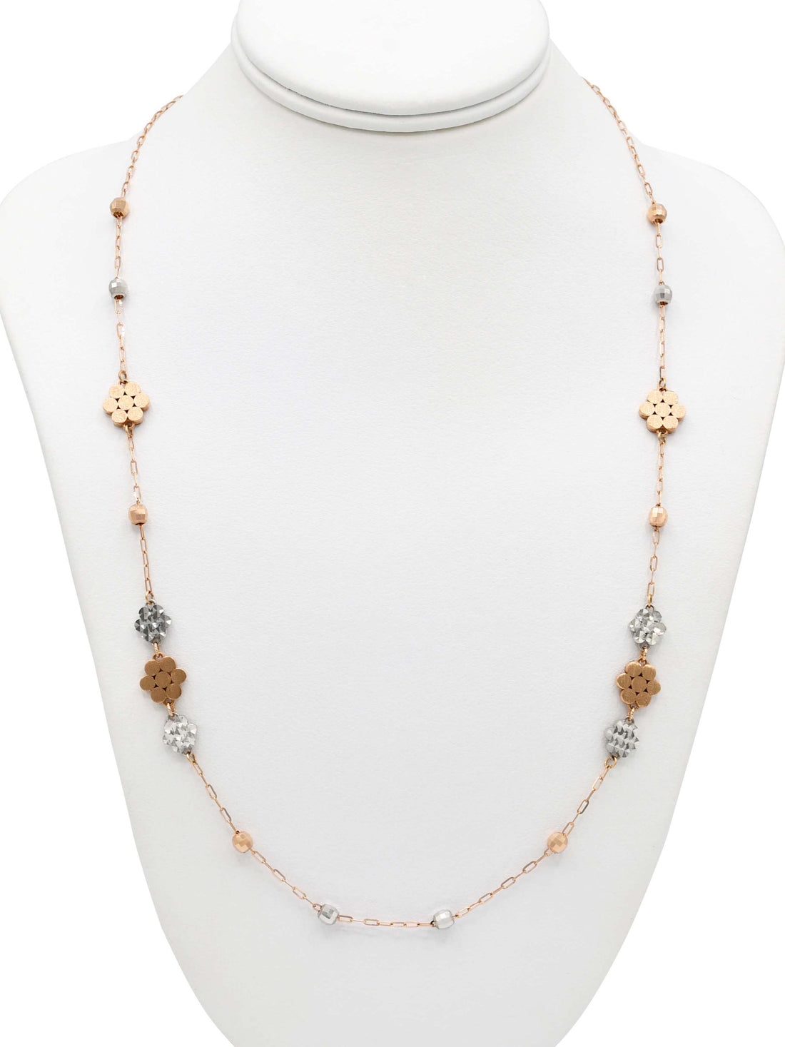 18ct Rose Gold Two Tone Ball Fancy Chain