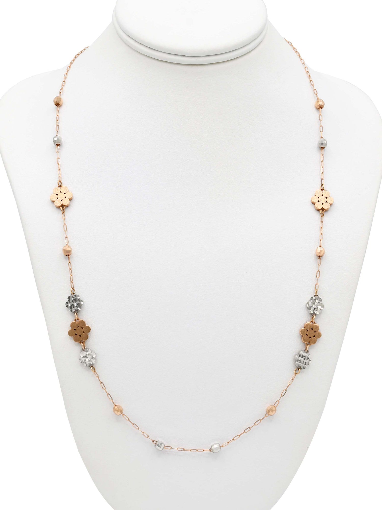 18ct Rose Gold Two Tone Ball Fancy Chain