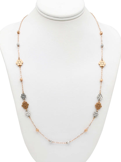 18ct Rose Gold Two Tone Ball Fancy Chain