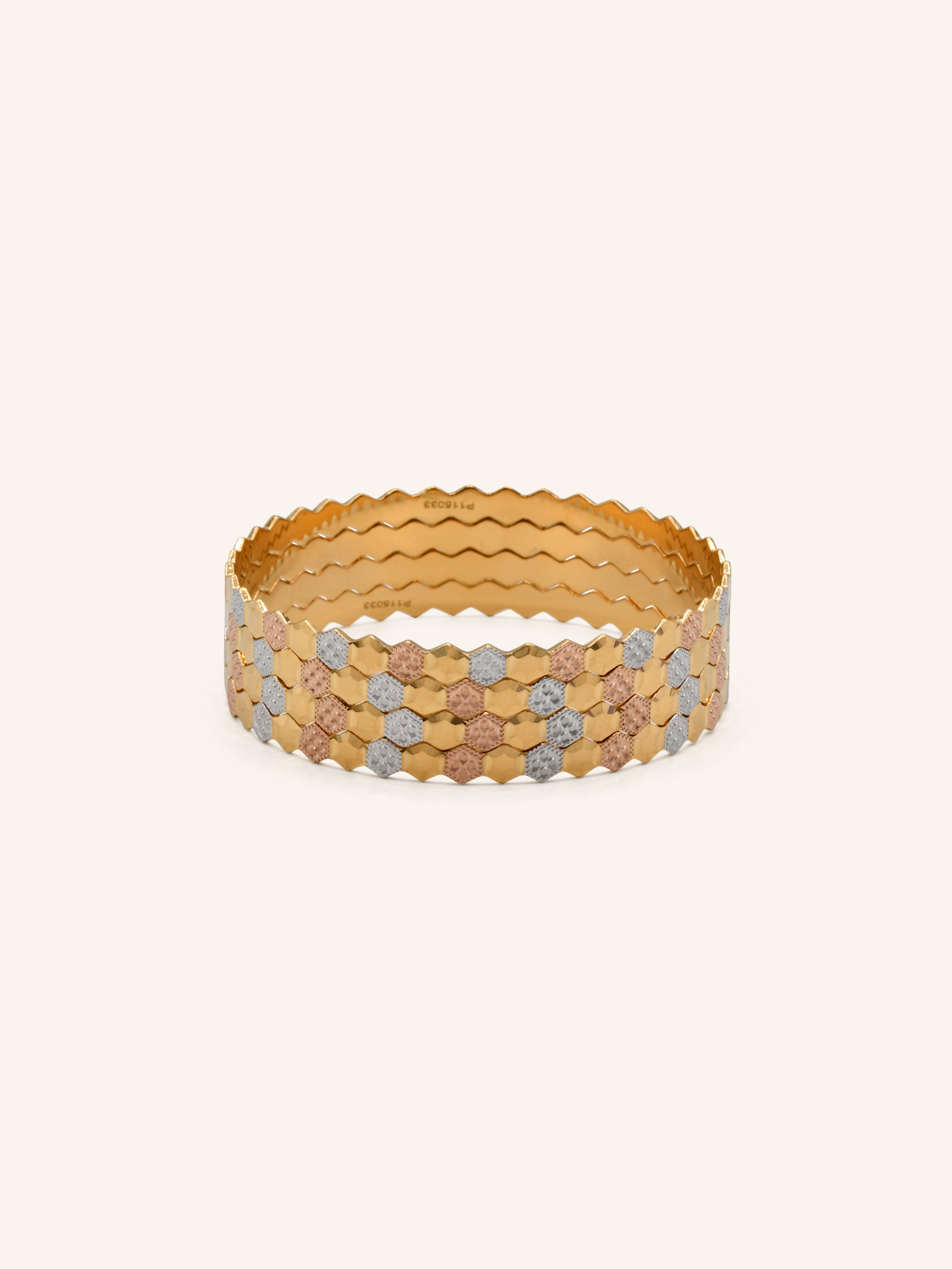 22ct Gold Two Tone 4 Piece Bangle - Roop Darshan