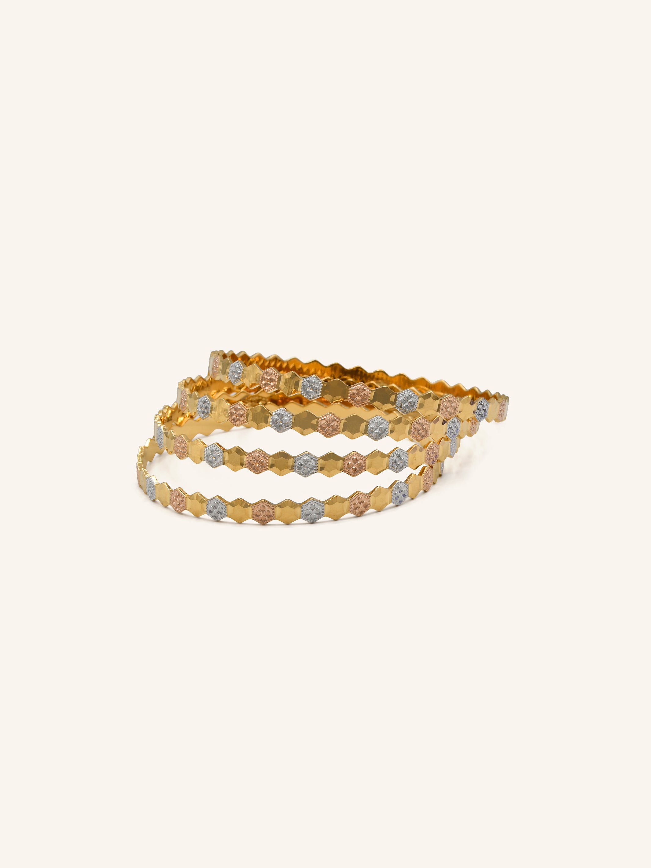22ct Gold Two Tone 4 Piece Bangle - Roop Darshan