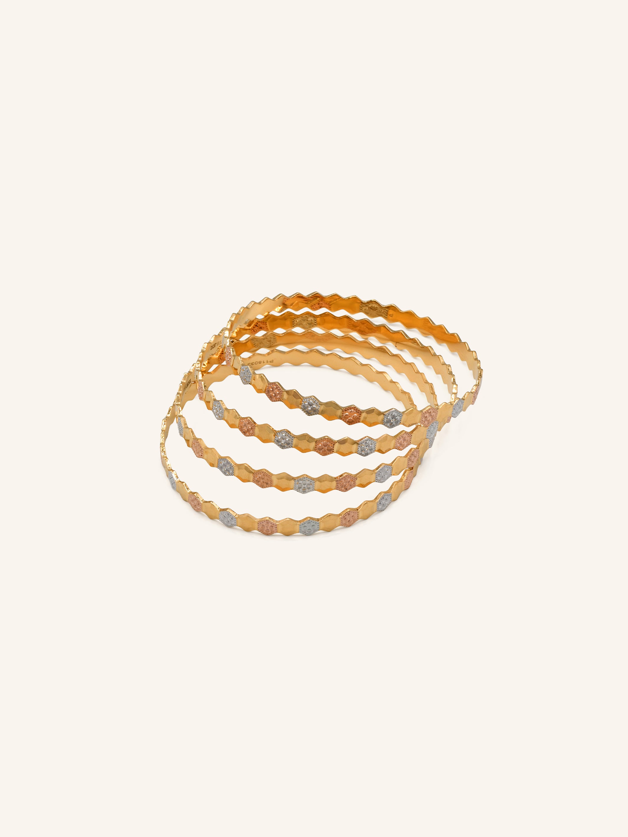 22ct Gold Two Tone 4 Piece Bangle - Roop Darshan