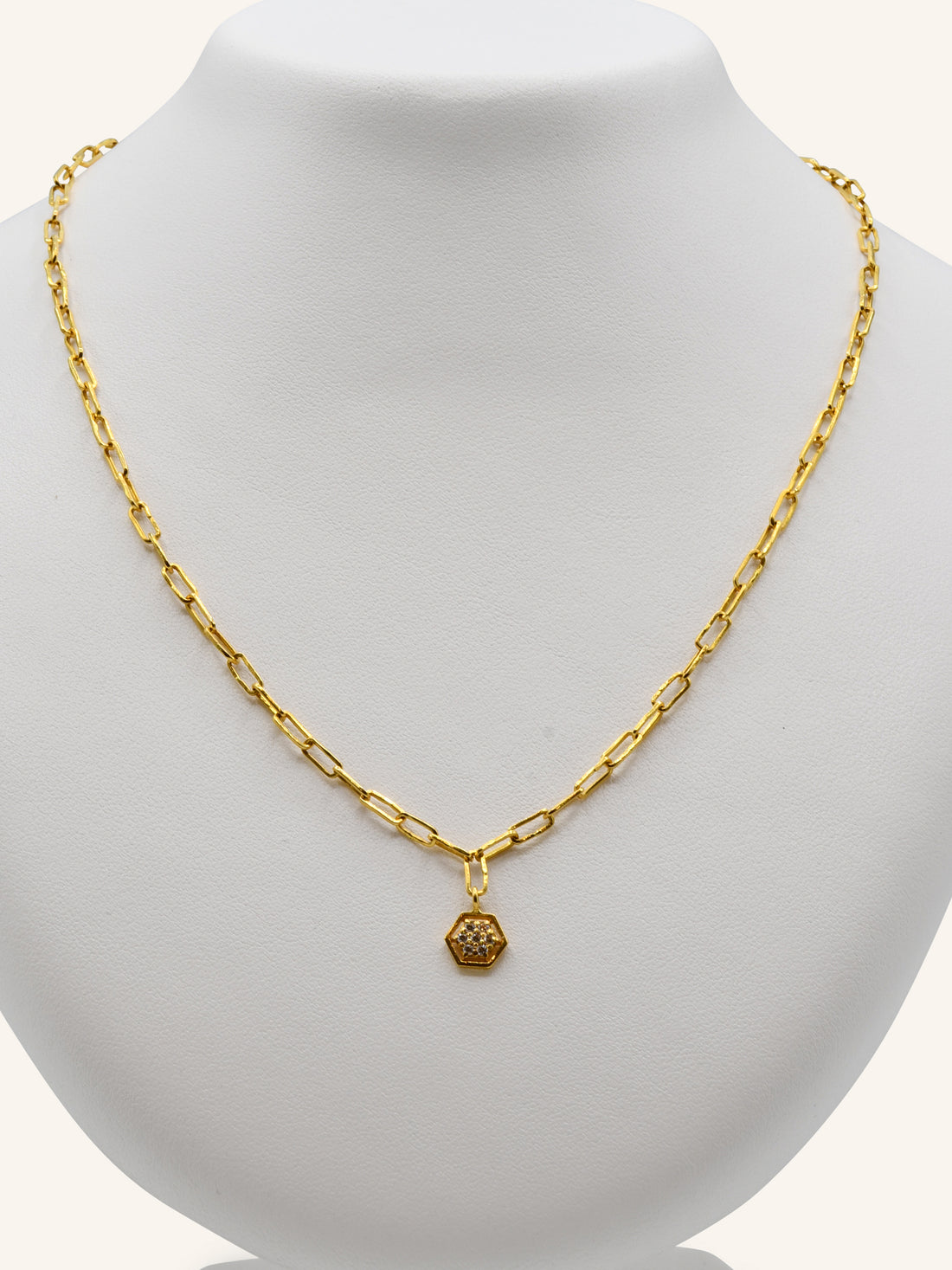 22ct Gold CZ Paperclip Fancy Chain - Roop Darshan