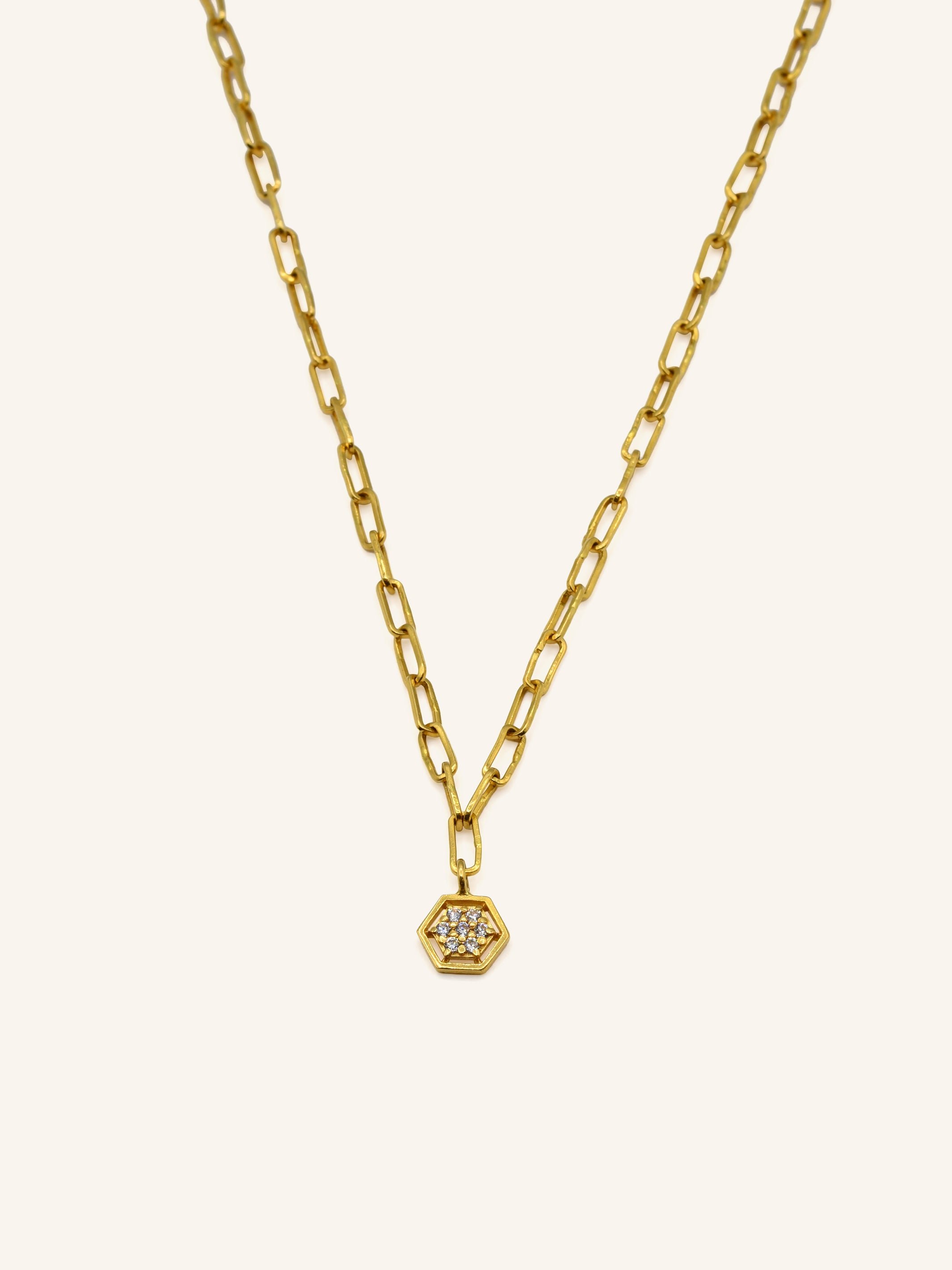 22ct Gold CZ Paperclip Fancy Chain - Roop Darshan