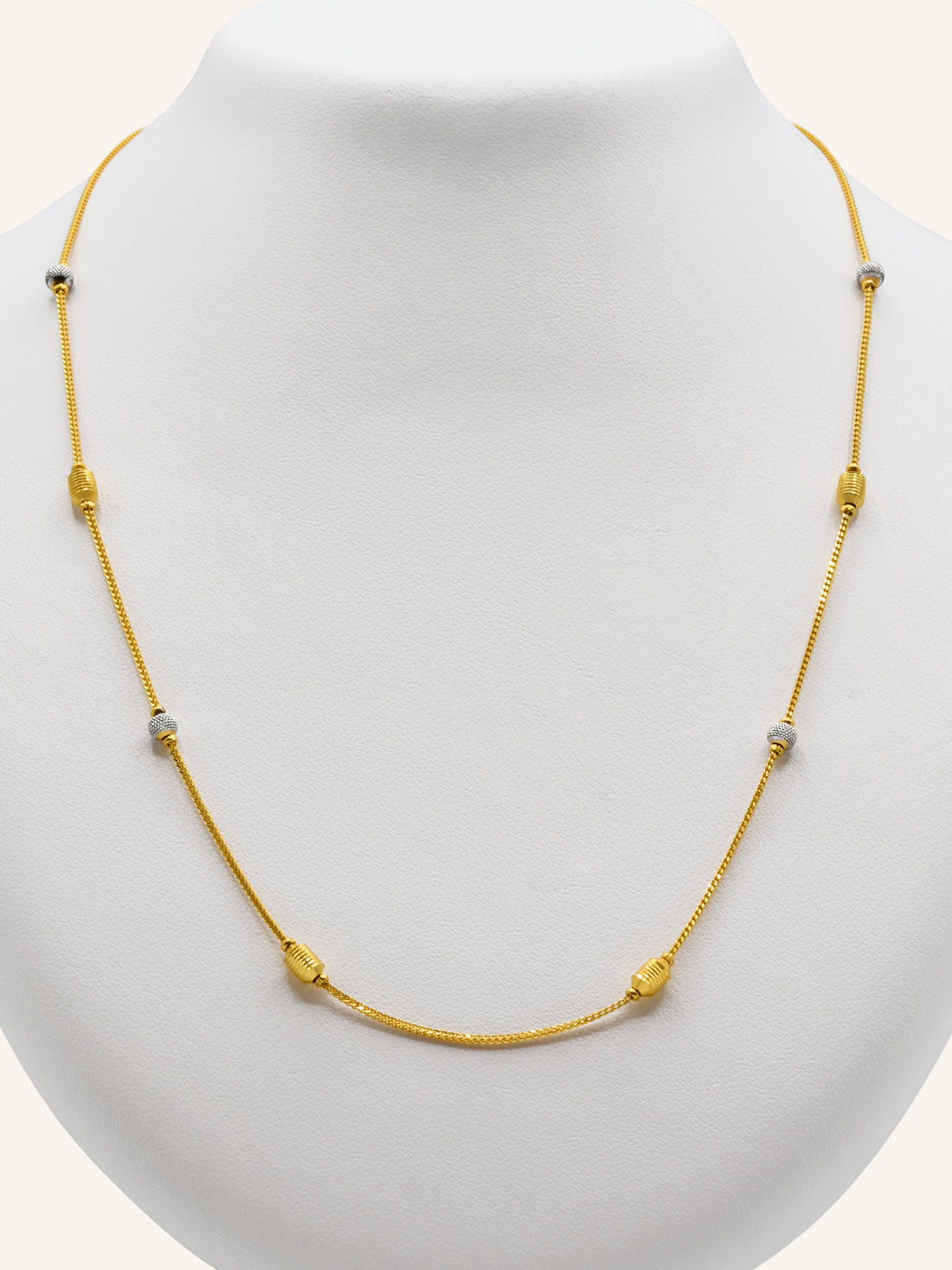 22ct Gold Two Tone Ball Fancy Chain - Roop Darshan