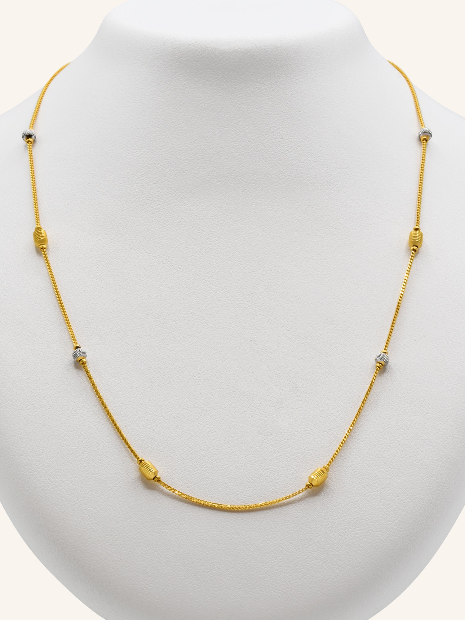 22ct Gold Two Tone Ball Fancy Chain - Roop Darshan