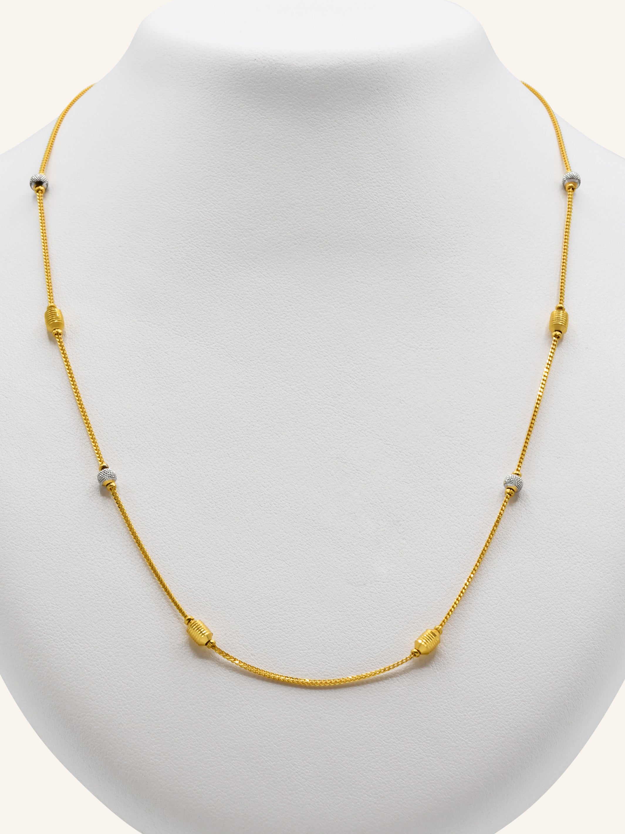 22ct Gold Two Tone Ball Fancy Chain - Roop Darshan