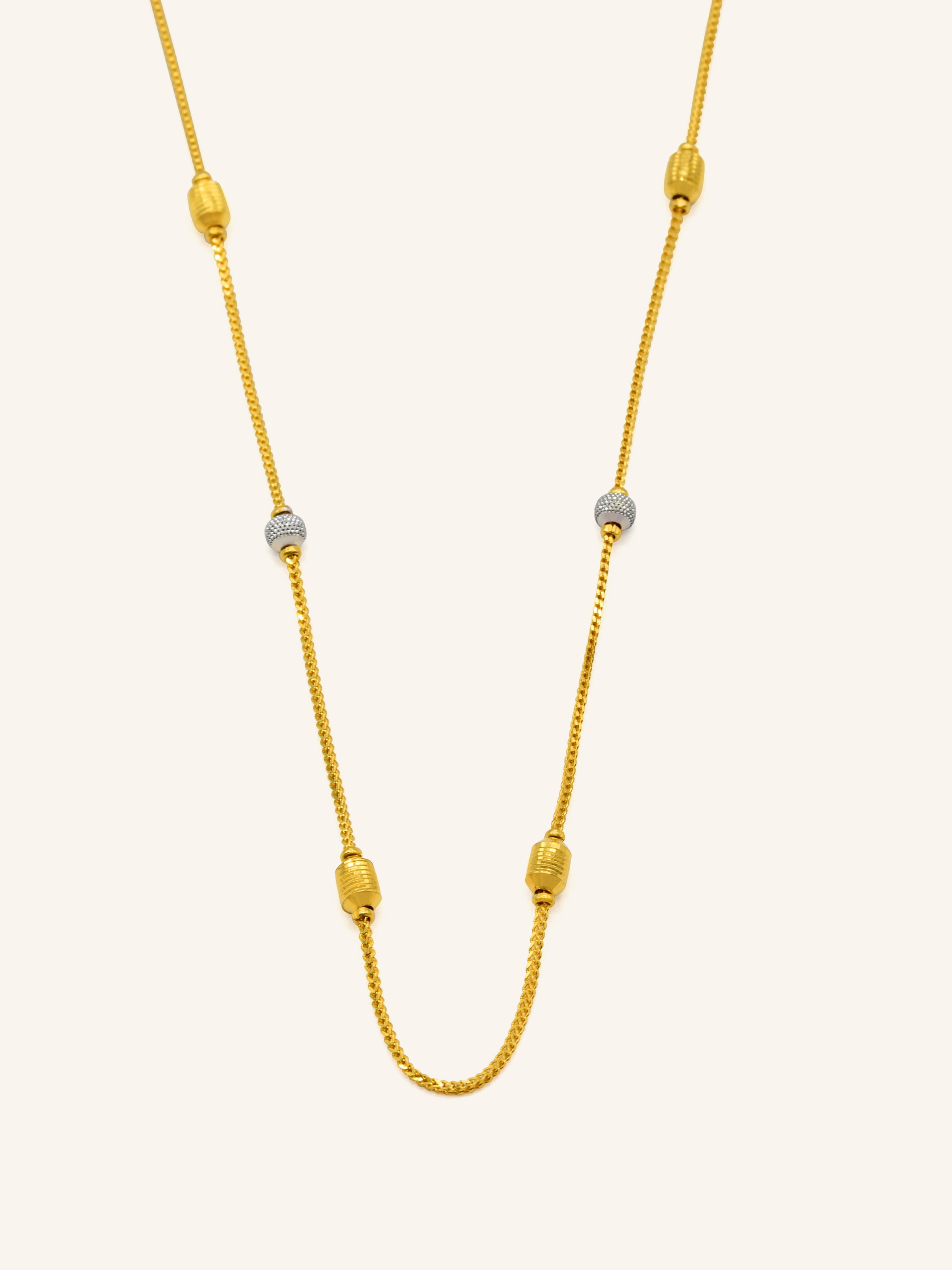 22ct Gold Two Tone Ball Fancy Chain - Roop Darshan