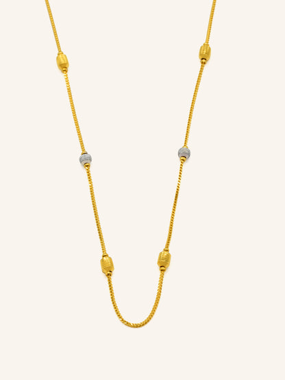 22ct Gold Two Tone Ball Fancy Chain - Roop Darshan