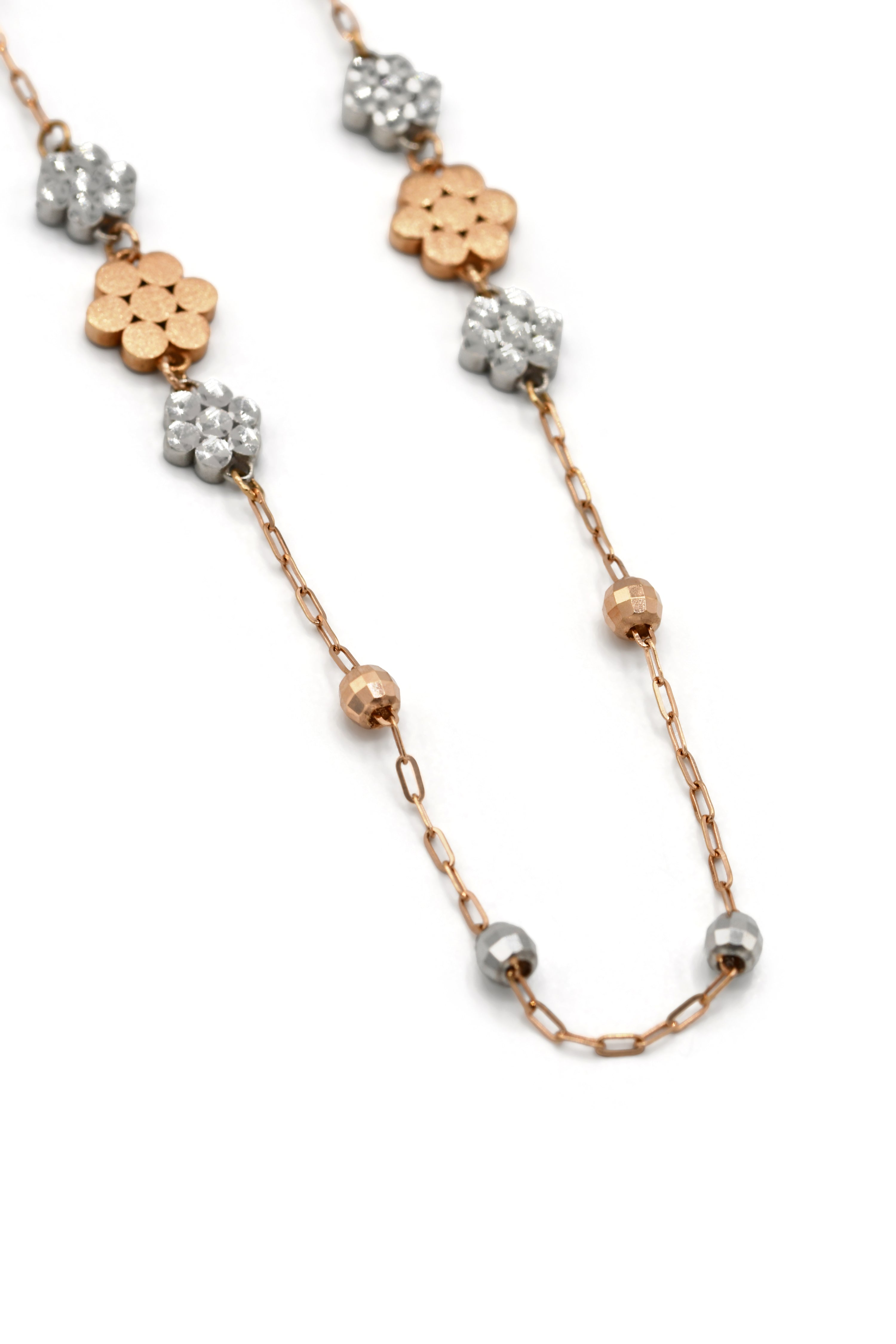 18ct Rose Gold Two Tone Ball Fancy Chain - Roop Darshan