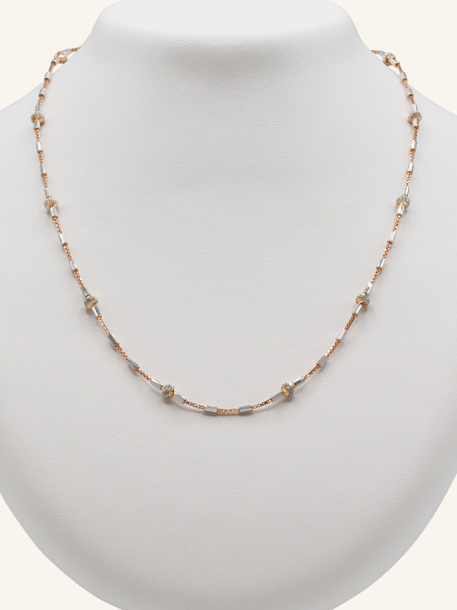 18ct Rose Gold Two Tone Ball Fancy Chain - Roop Darshan