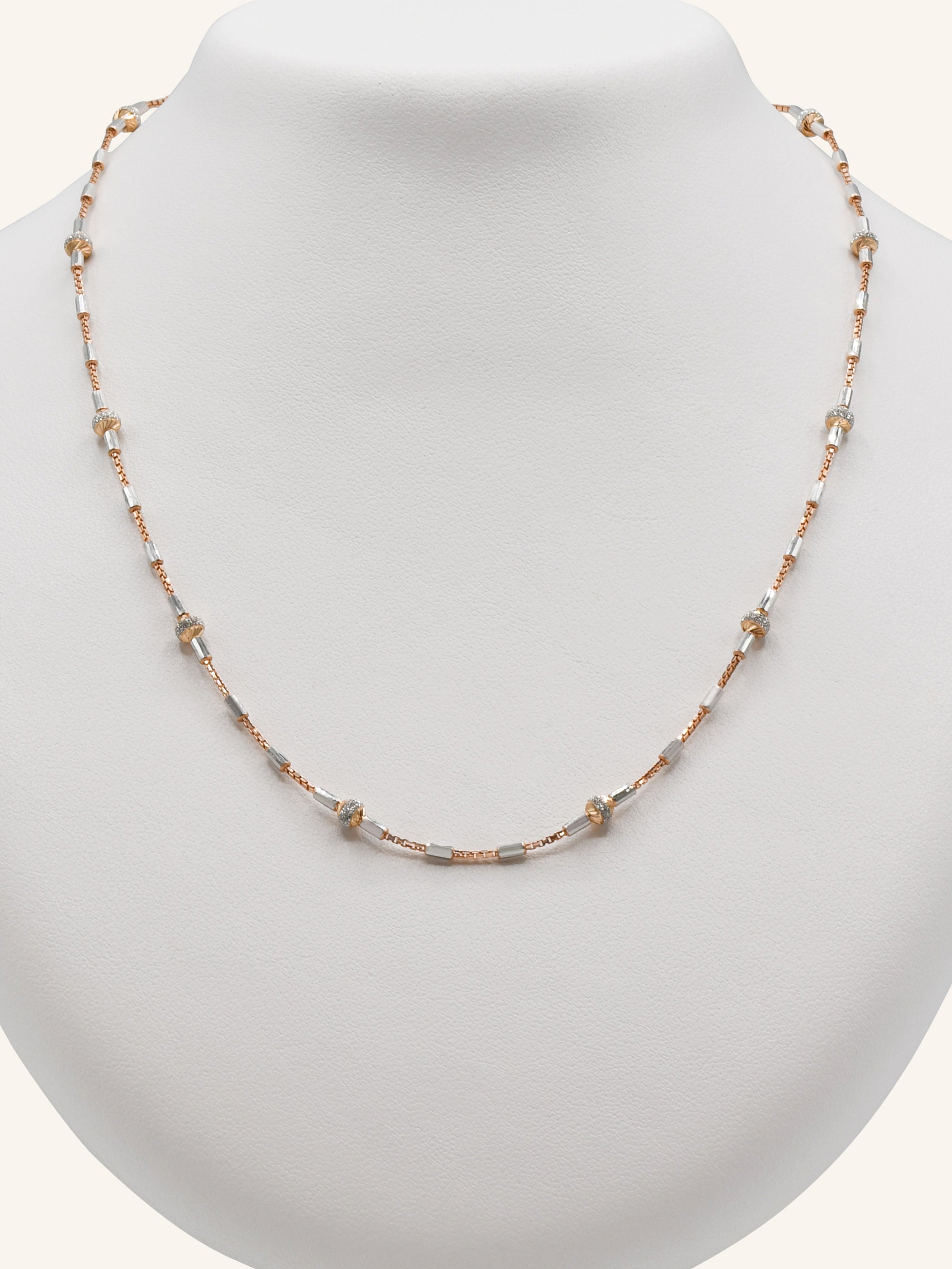 18ct Rose Gold Two Tone Ball Fancy Chain - Roop Darshan