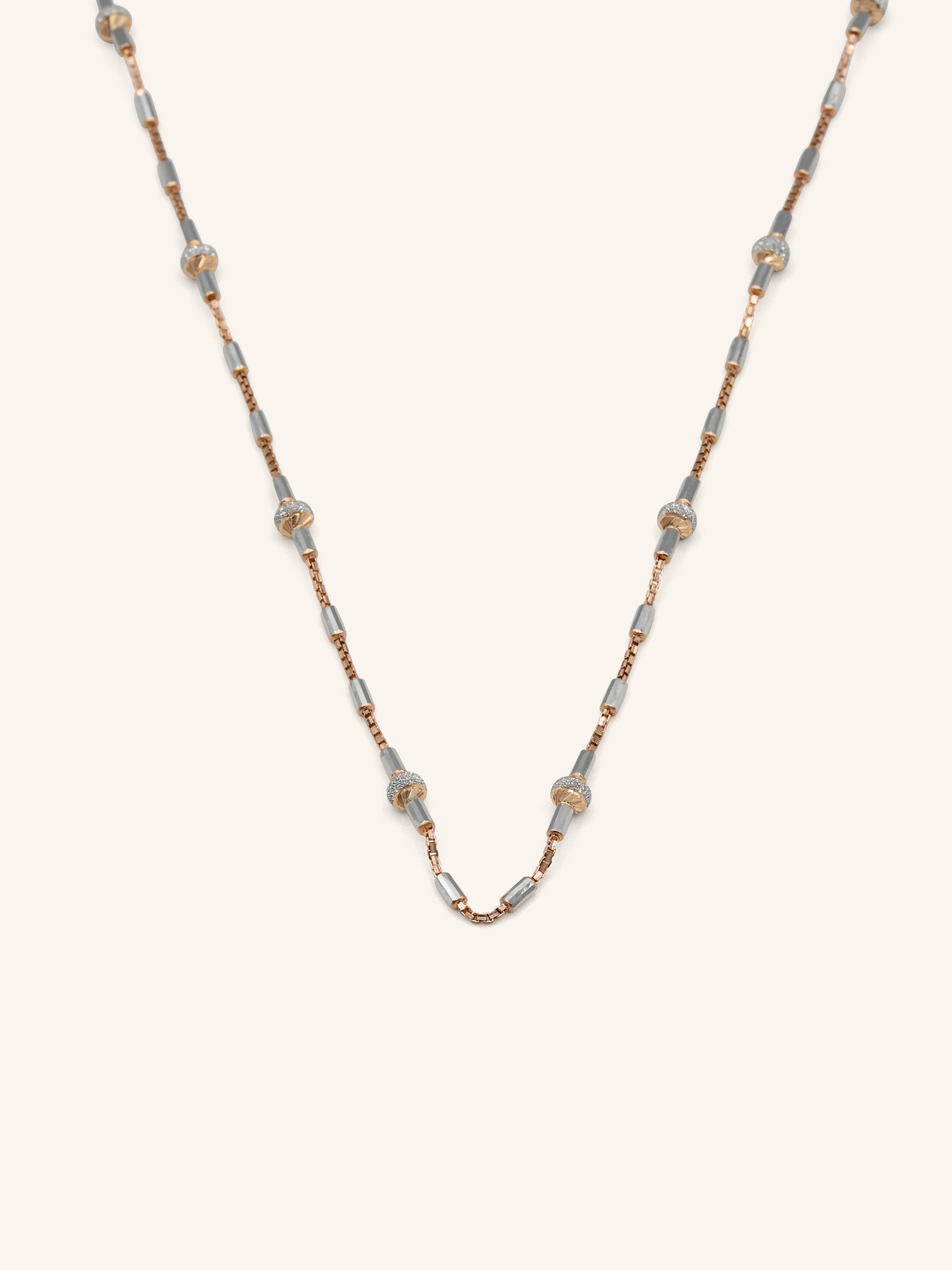 18ct Rose Gold Two Tone Ball Fancy Chain - Roop Darshan