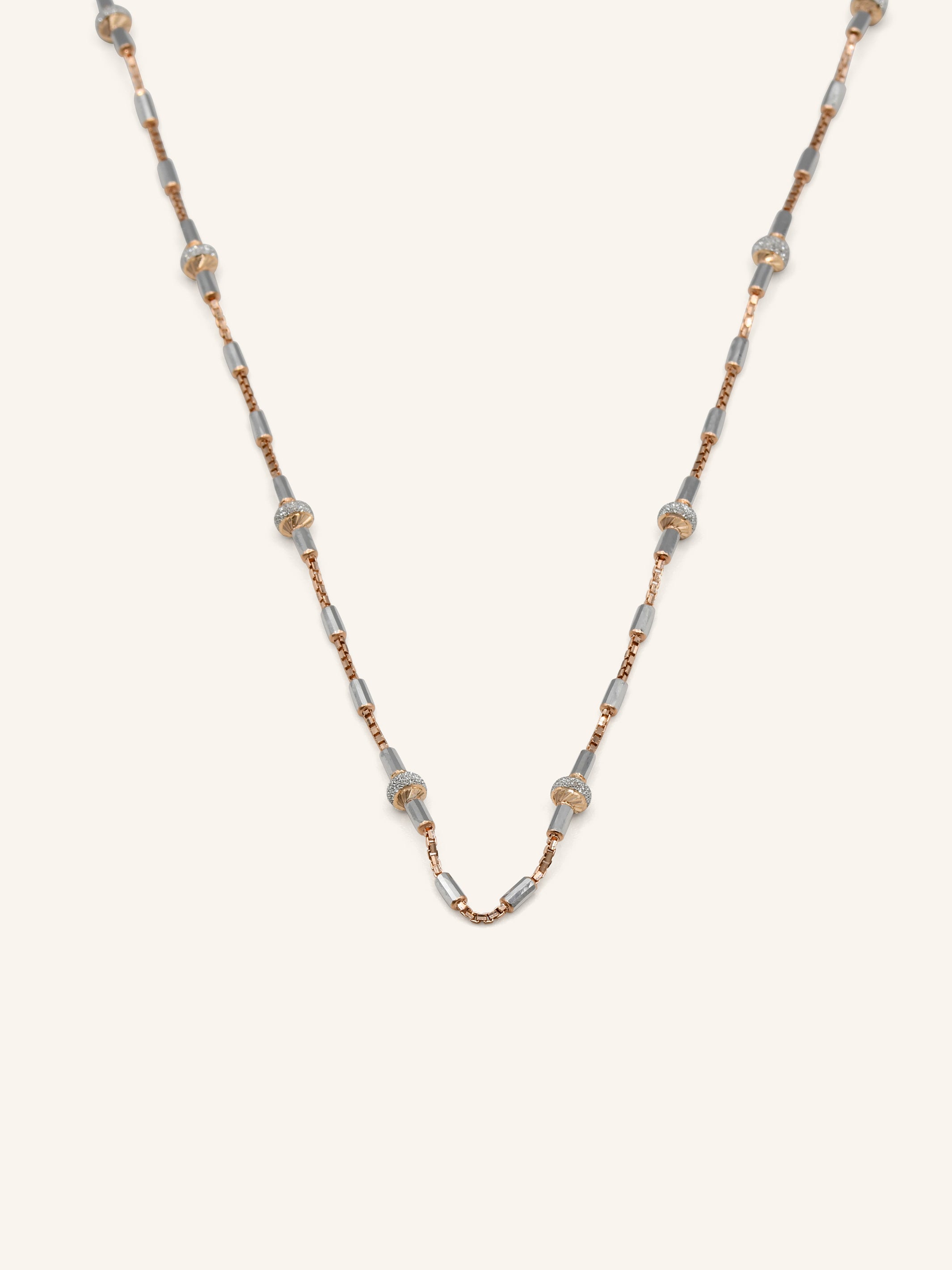 18ct Rose Gold Two Tone Ball Fancy Chain - Roop Darshan