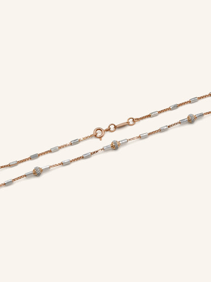 18ct Rose Gold Two Tone Ball Fancy Chain - Roop Darshan