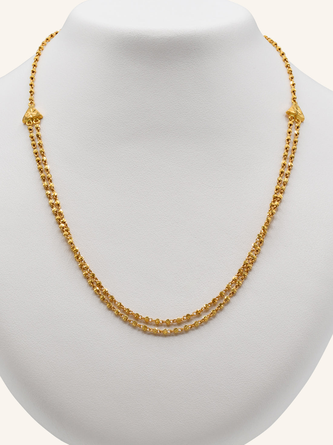 22ct Gold Ball 2 Row Fancy Chain - Roop Darshan