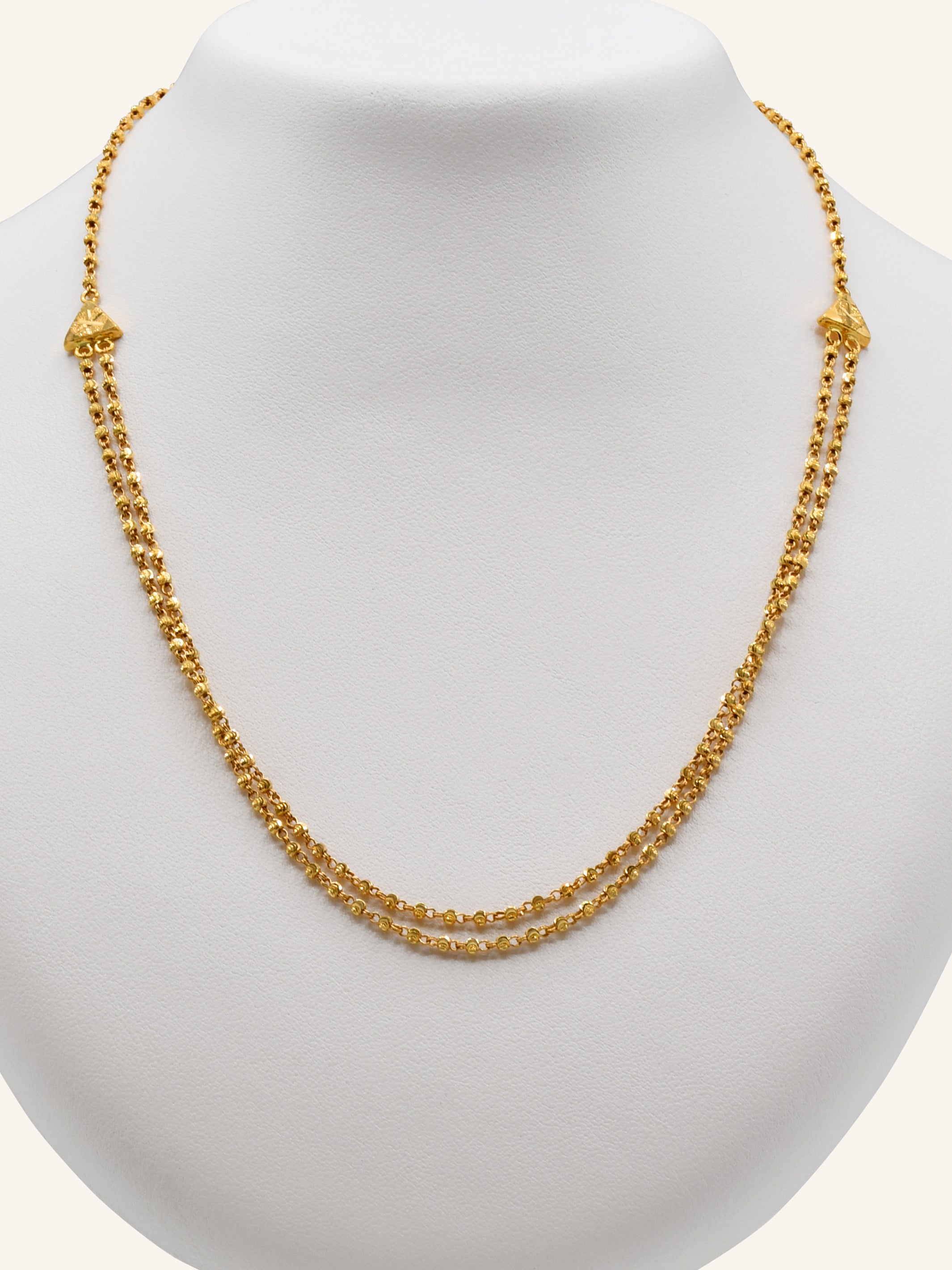 22ct Gold Ball 2 Row Fancy Chain - Roop Darshan