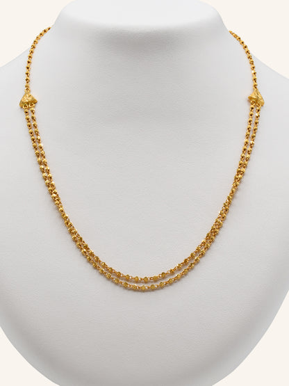 22ct Gold Ball 2 Row Fancy Chain - Roop Darshan