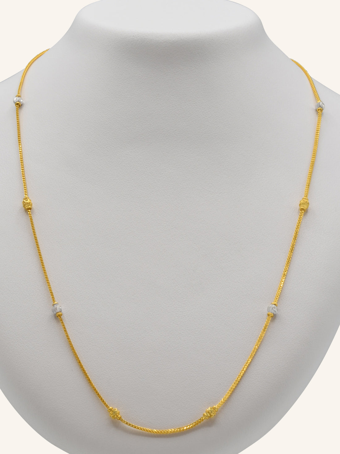 22Ct Gold Two Tone Ball Fancy Chain - Roop Darshan