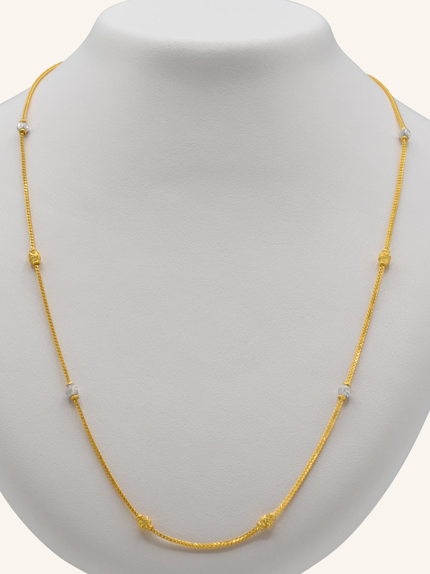 22Ct Gold Two Tone Ball Fancy Chain - Roop Darshan