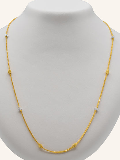 22Ct Gold Two Tone Ball Fancy Chain - Roop Darshan