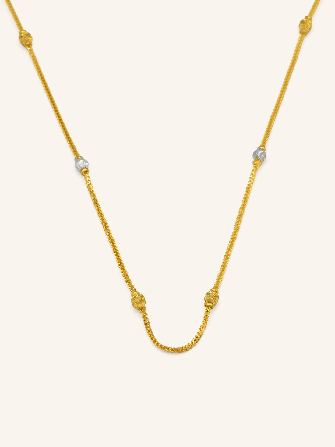 22Ct Gold Two Tone Ball Fancy Chain - Roop Darshan