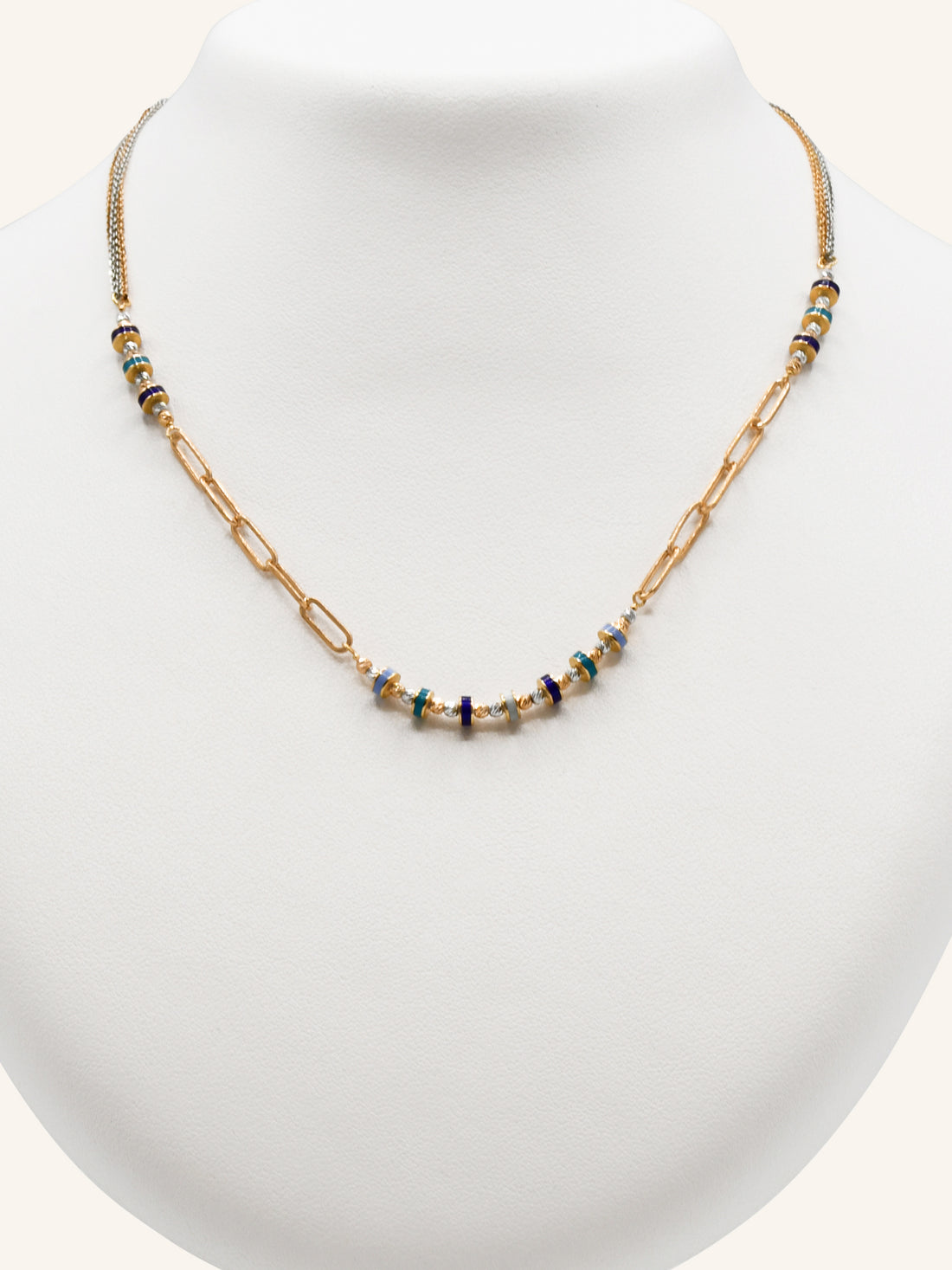 18ct Rose Gold Colored Bead Fancy Chain - Roop Darshan