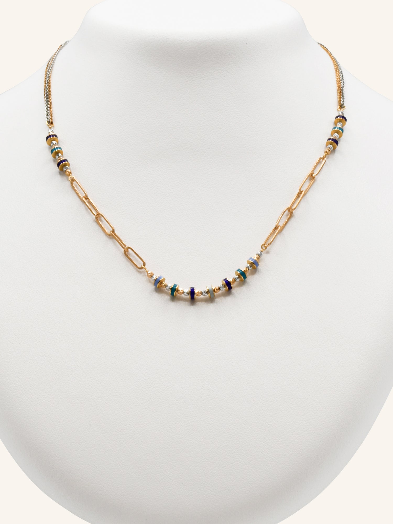 18ct Rose Gold Colored Bead Fancy Chain - Roop Darshan