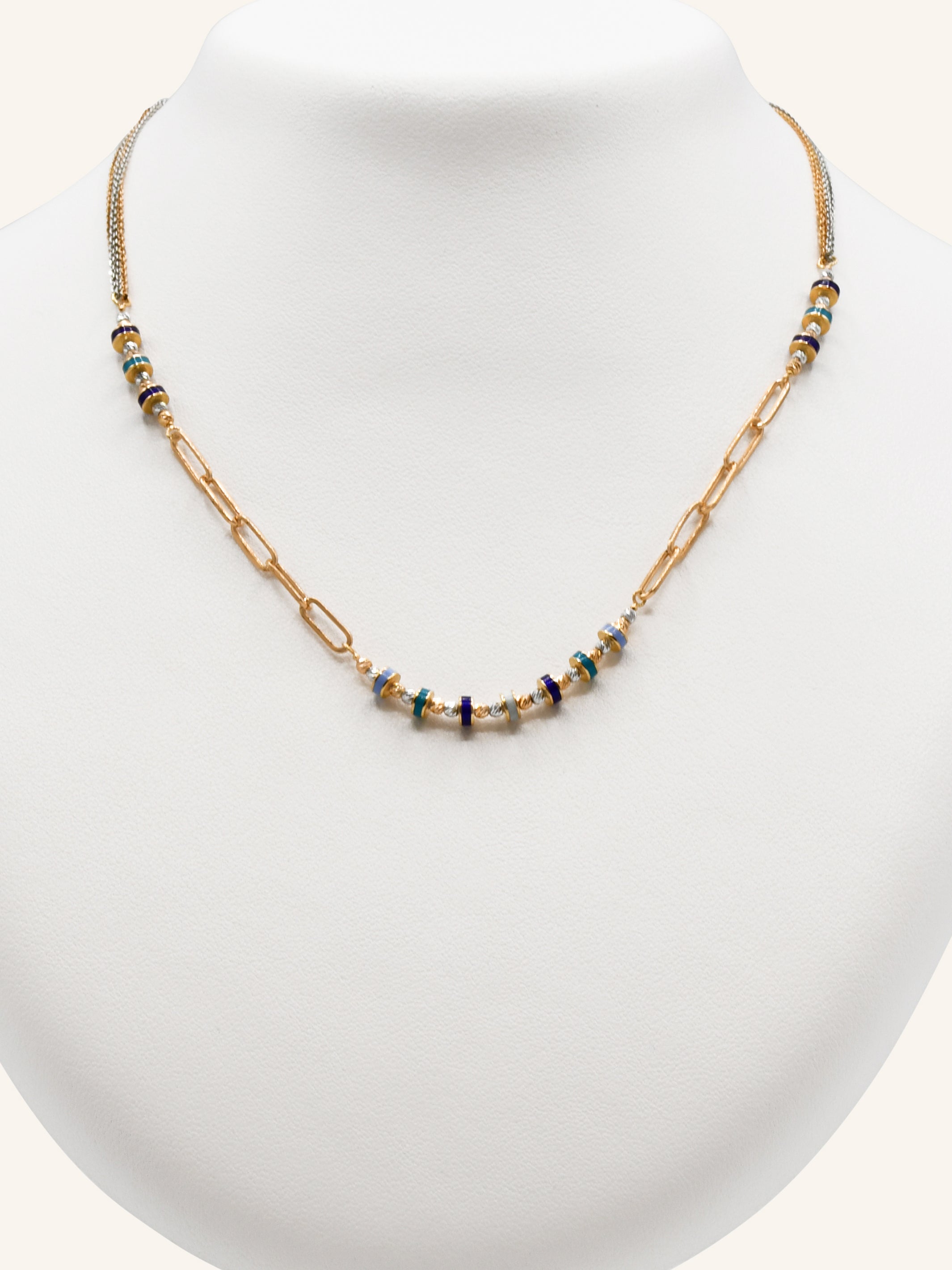 18ct Rose Gold Colored Bead Fancy Chain - Roop Darshan