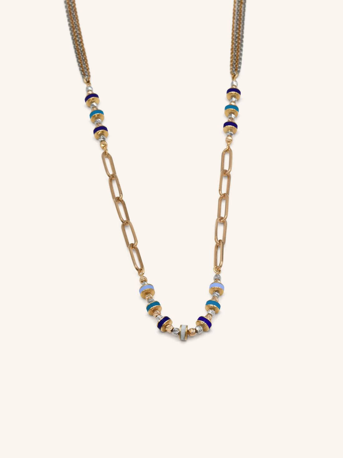 18ct Rose Gold Colored Bead Fancy Chain - Roop Darshan