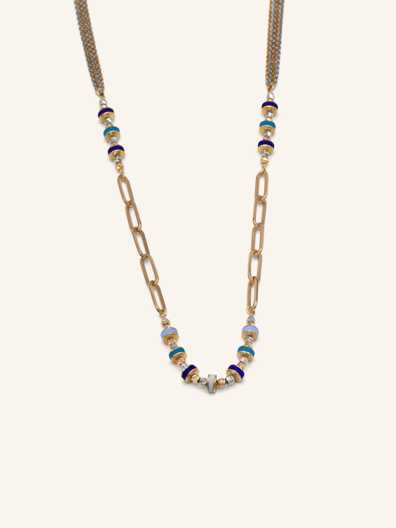 18ct Rose Gold Colored Bead Fancy Chain - Roop Darshan