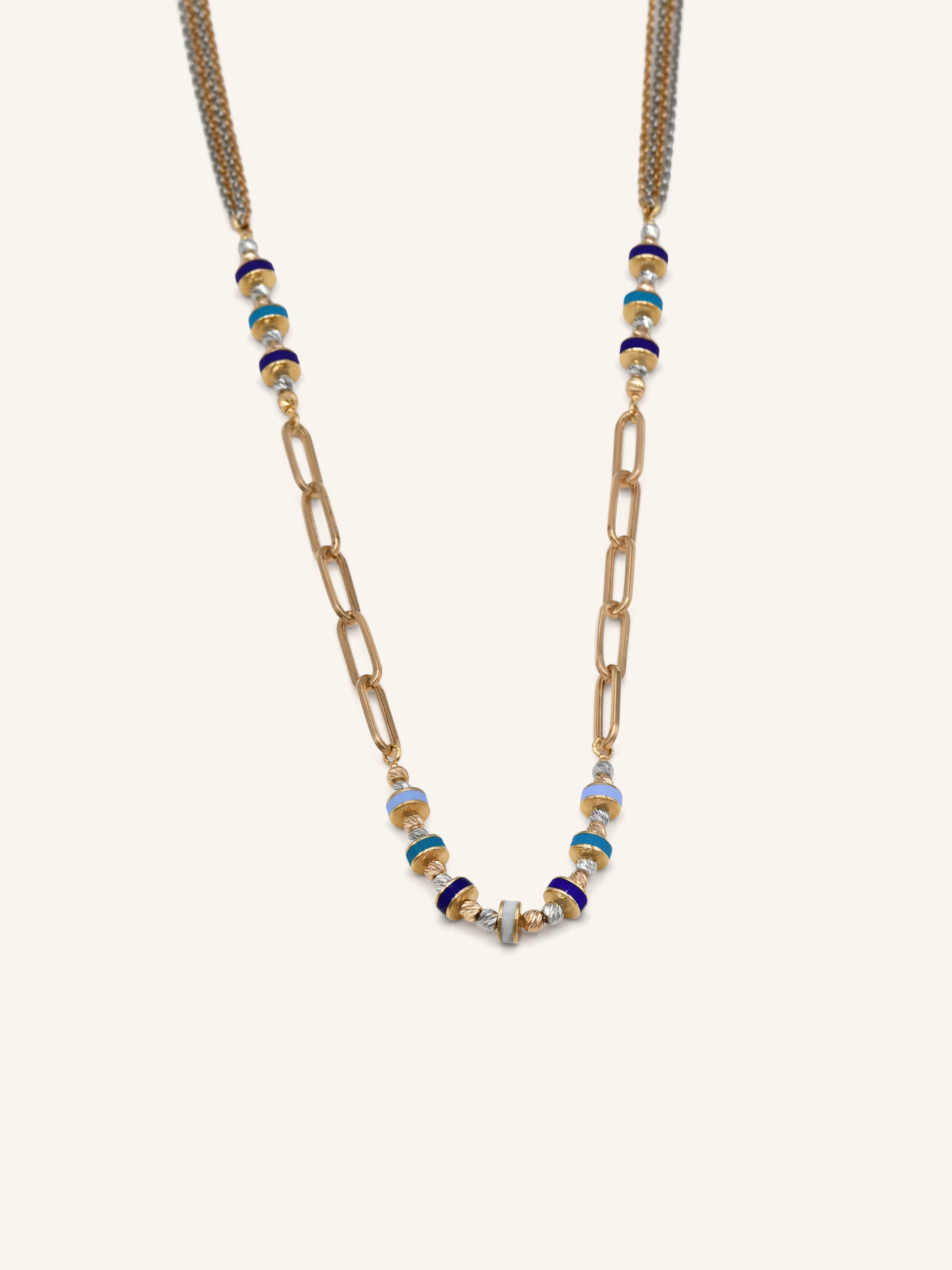 18ct Rose Gold Colored Bead Fancy Chain - Roop Darshan