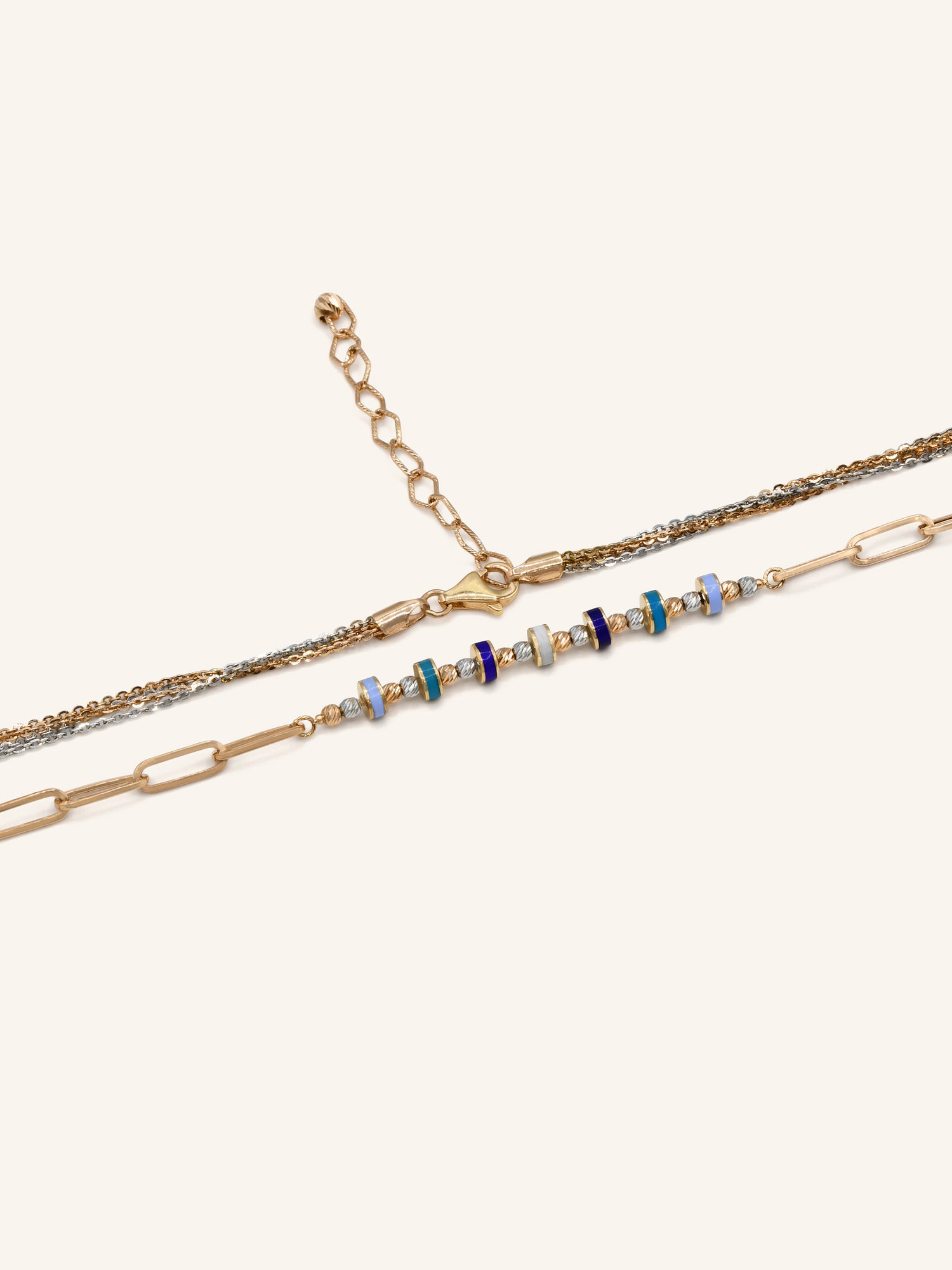 18ct Rose Gold Colored Bead Fancy Chain - Roop Darshan
