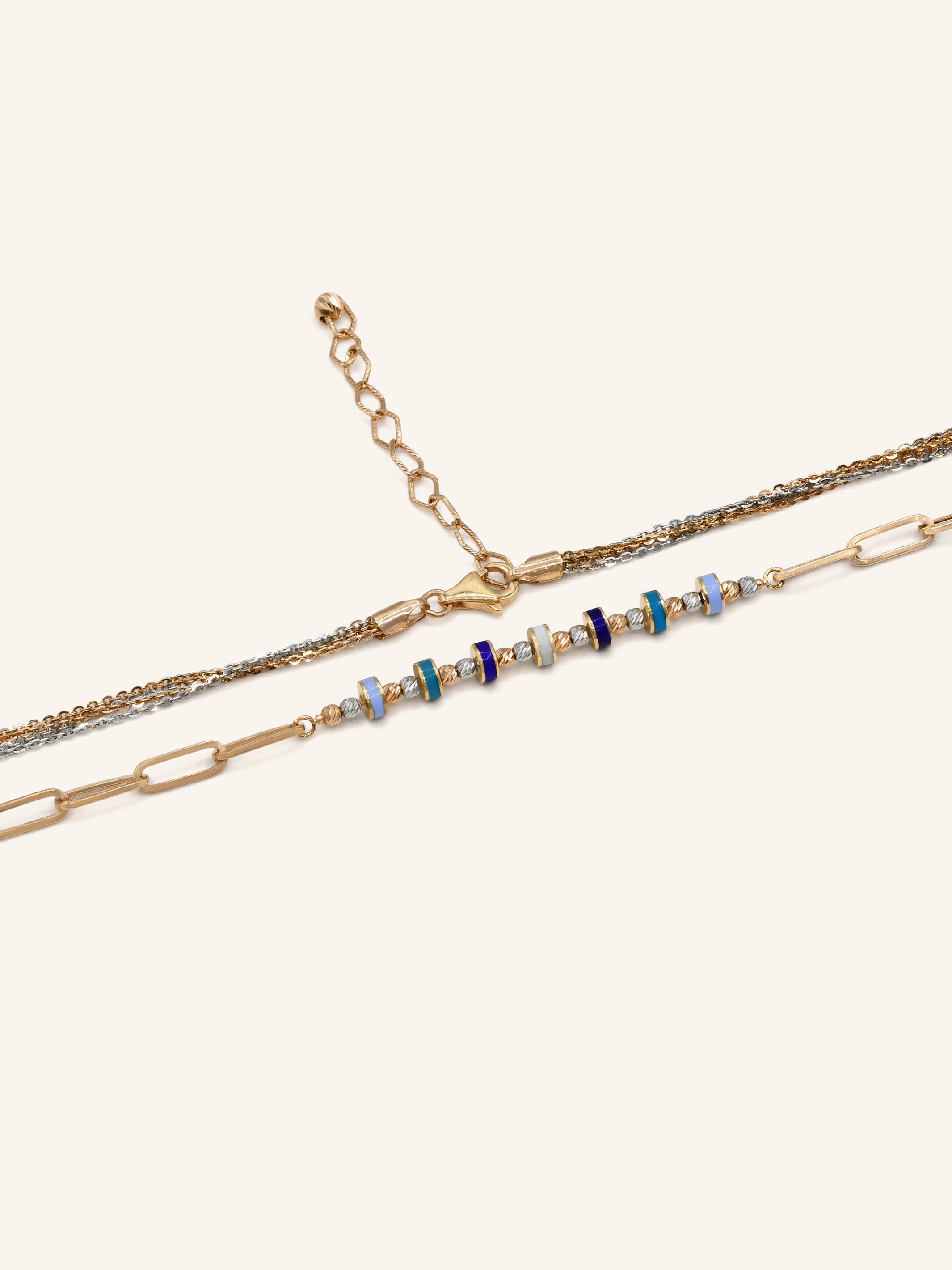 18ct Rose Gold Colored Bead Fancy Chain - Roop Darshan