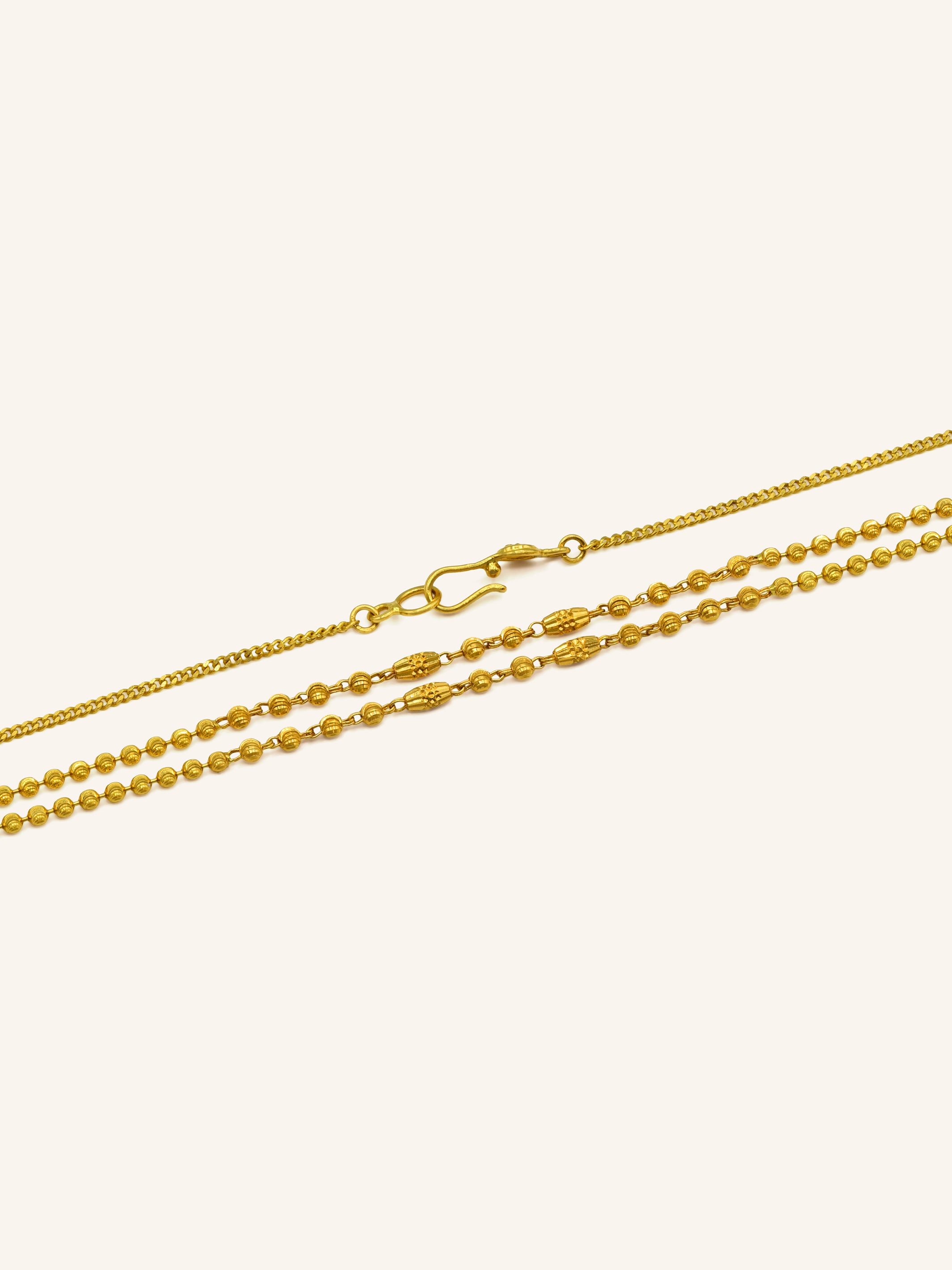 22ct Gold 2 Row Ball Fancy Chain - Roop Darshan