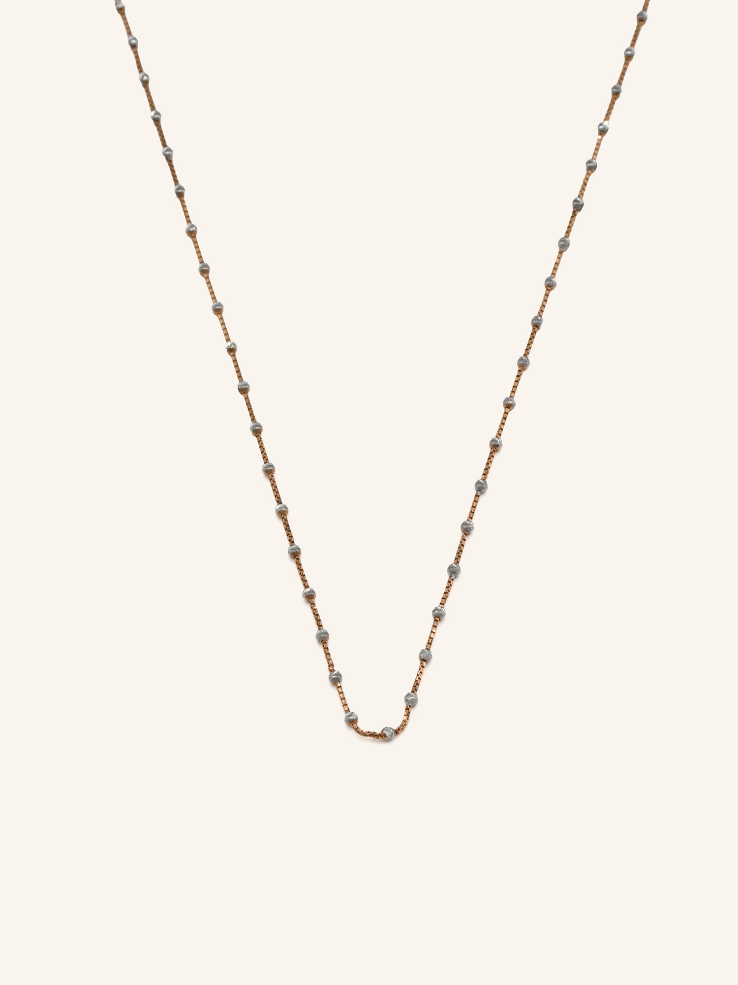 18ct Rose Gold Two Tone Ball Fancy Chain - Roop Darshan