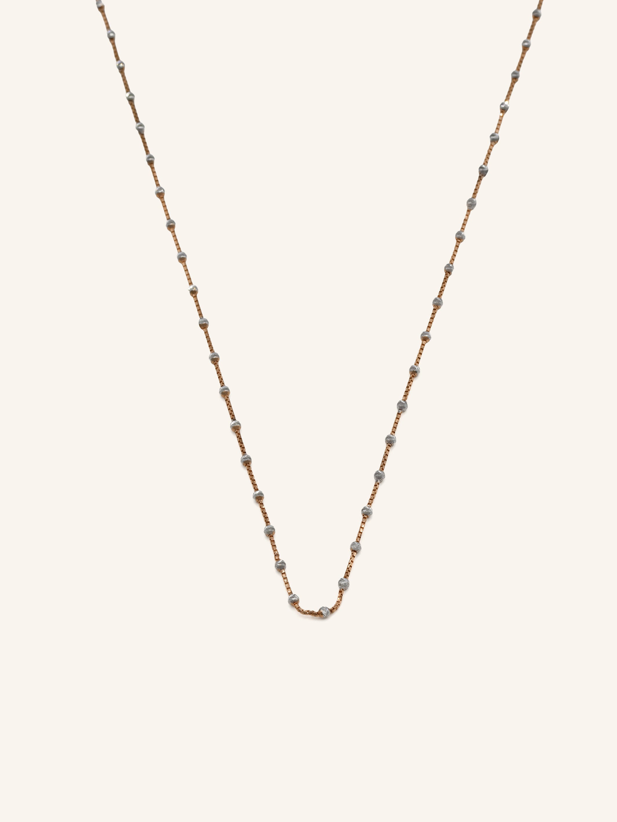 18ct Rose Gold Two Tone Ball Fancy Chain - Roop Darshan