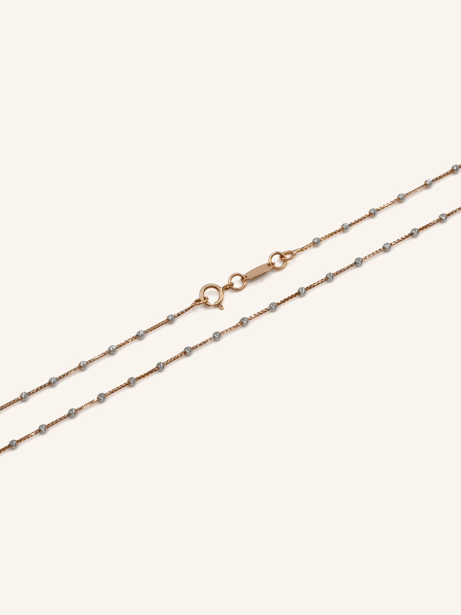 18ct Rose Gold Two Tone Ball Fancy Chain - Roop Darshan