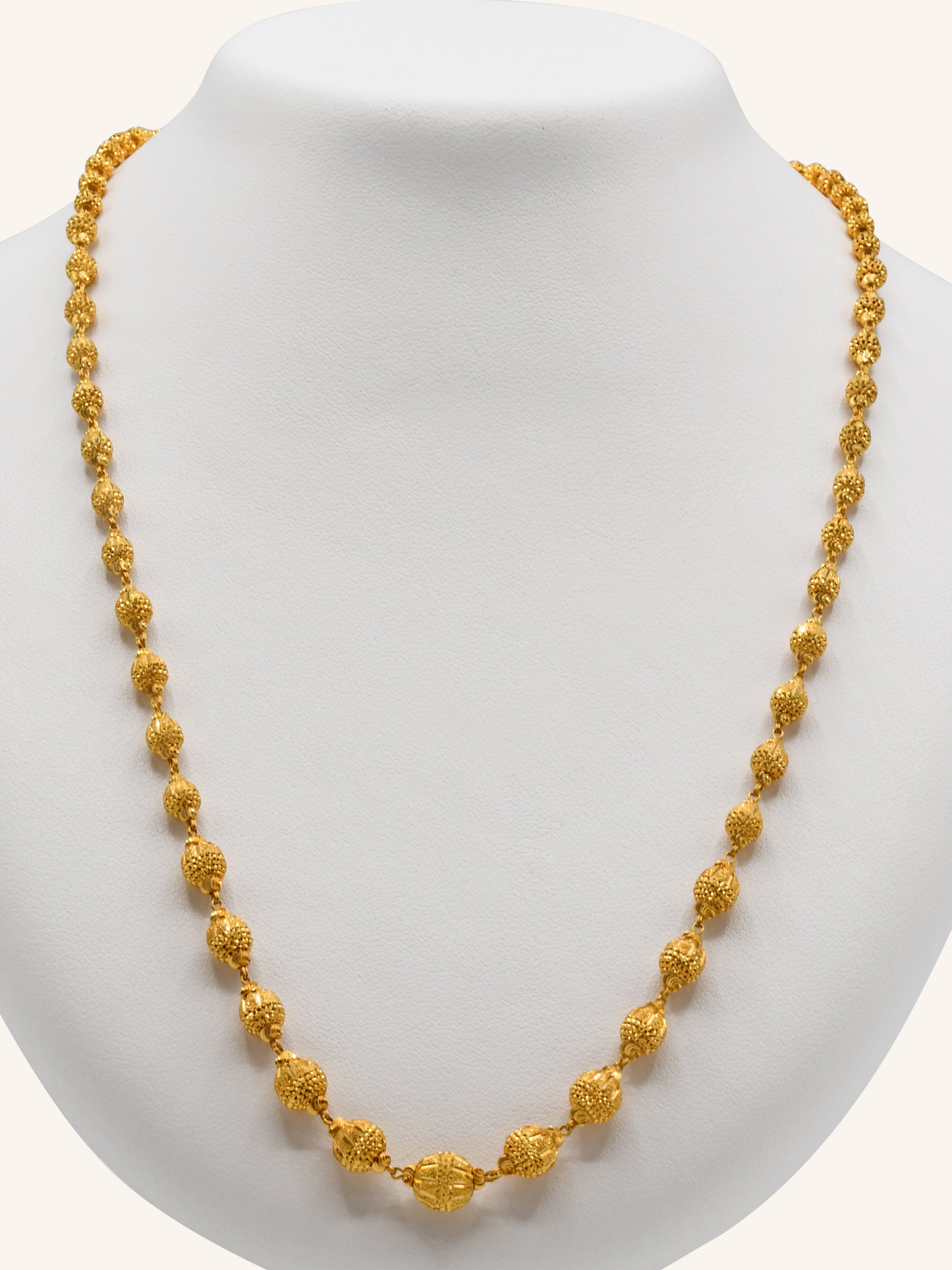 22Ct Gold Ball Long Fancy Chain - Roop Darshan