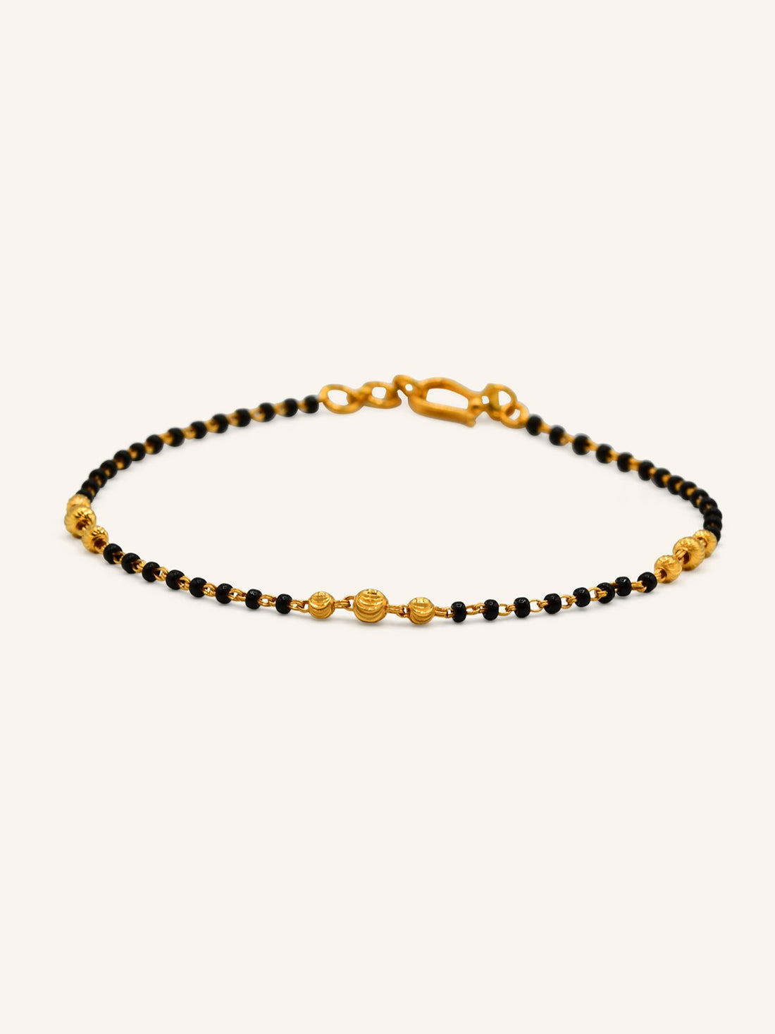 22ct Gold Ladies Black Bead Bracelet - Roop Darshan
