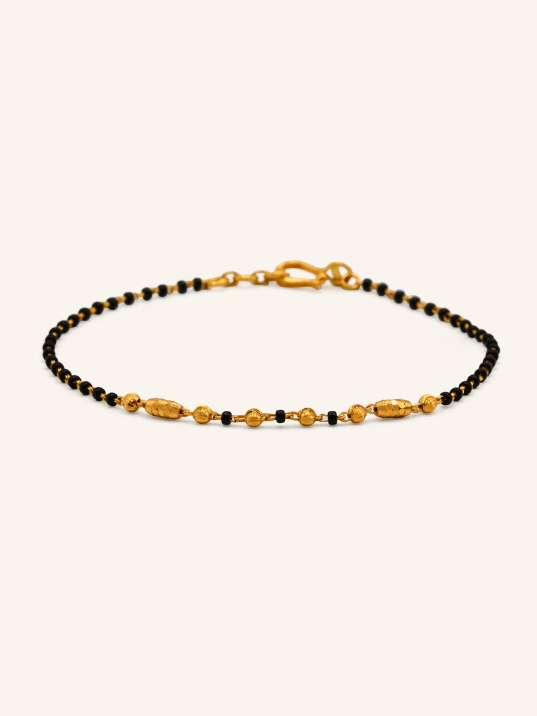 22ct Gold Ladies Black Bead Bracelet - Roop Darshan